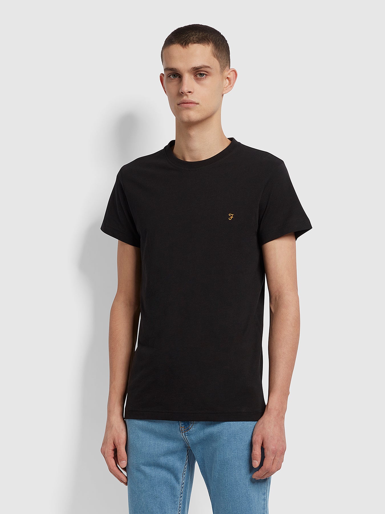 Farah Farris Slim Fit Twin Pack Organic Cotton T-Shirt In Black Multi-Coloured