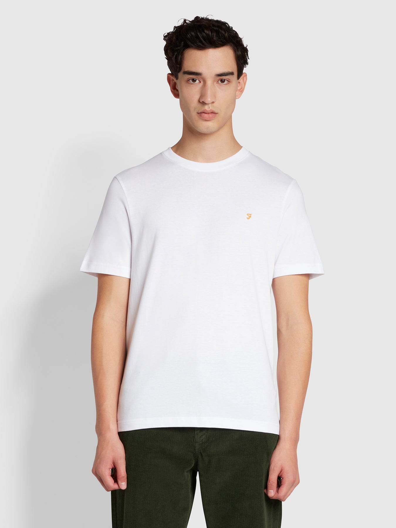 View Farah Alexander Regular Fit Organic Cotton Circular TShirt White Mens information