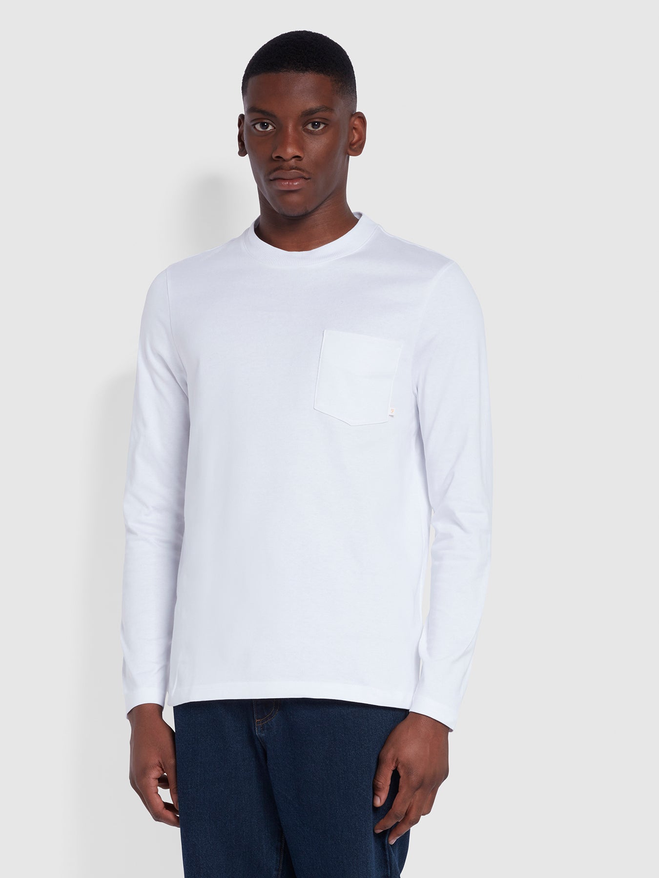 Farah Weymouth Regular Fit Long Sleeve Organic Cotton T-Shirt In White