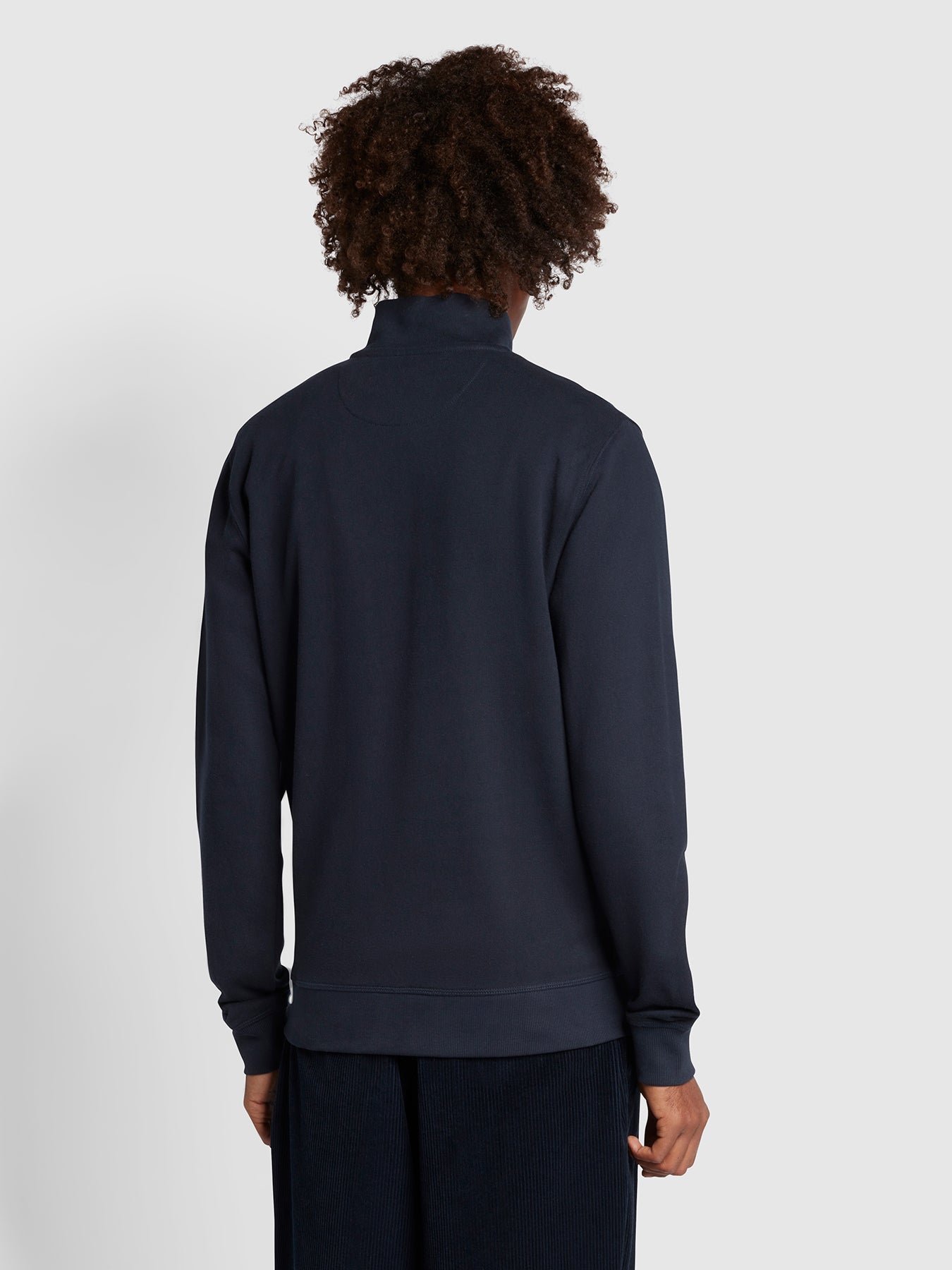 Orford Slim Fit Organic Cotton Quarter Zip Sweatshirt In True Navy