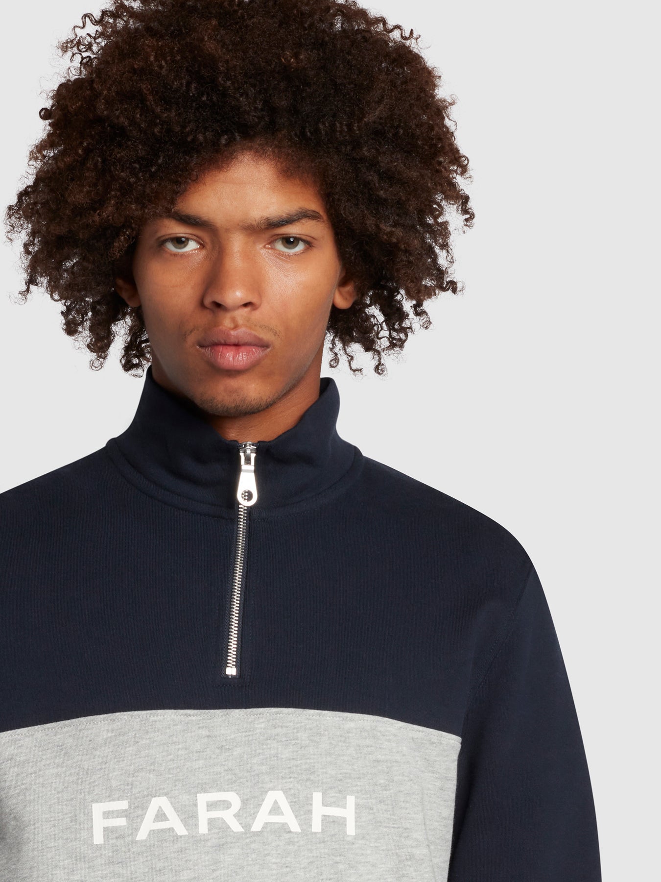 Orford Slim Fit Organic Cotton Quarter Zip Sweatshirt In True Navy