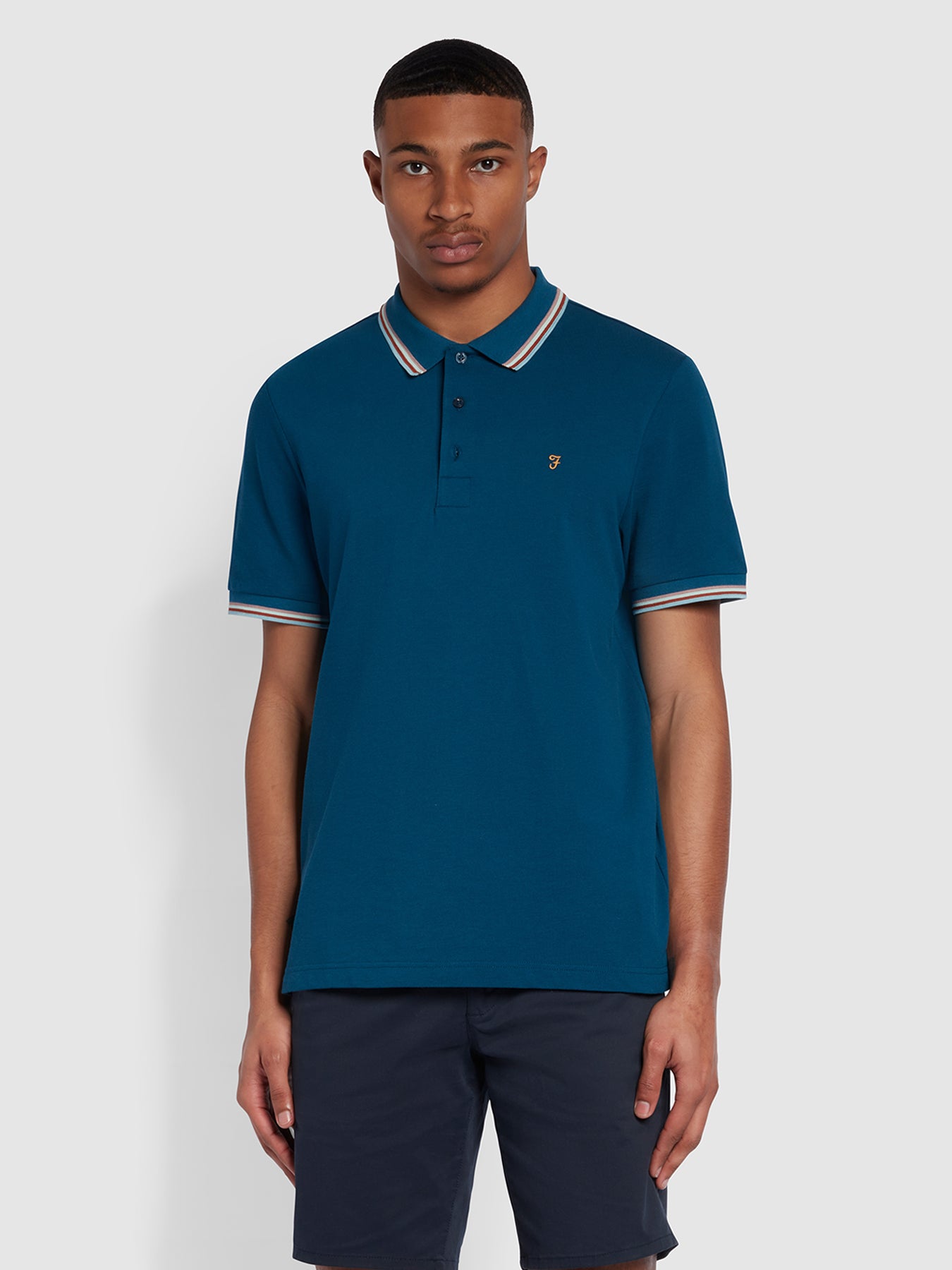 View Alvin Regular Fit Tipped Collar Polo Shirt In Sailor Blue information