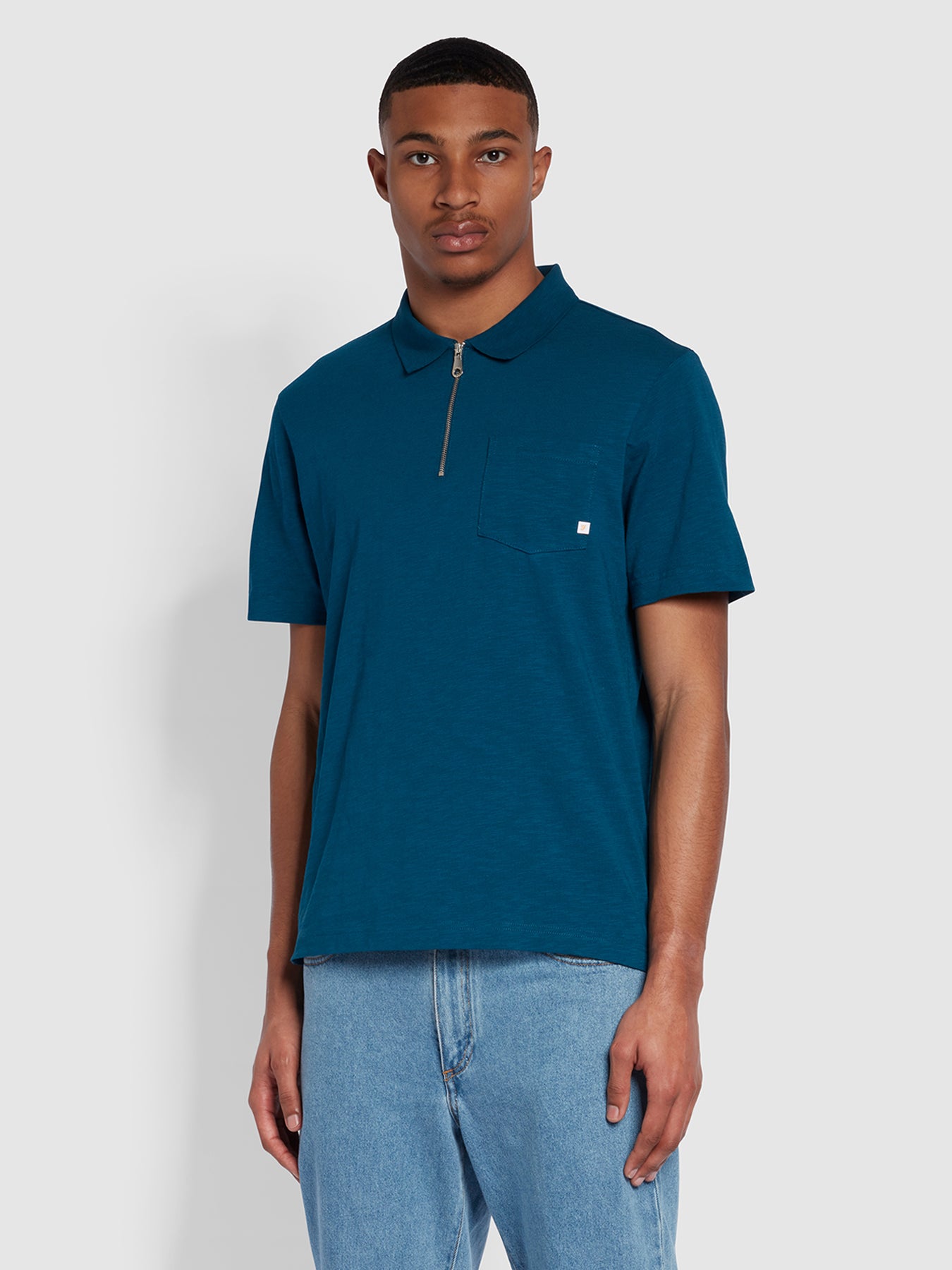 View Chancery Regular Fit Zip Placket Polo Shirt In Sailor Blue information