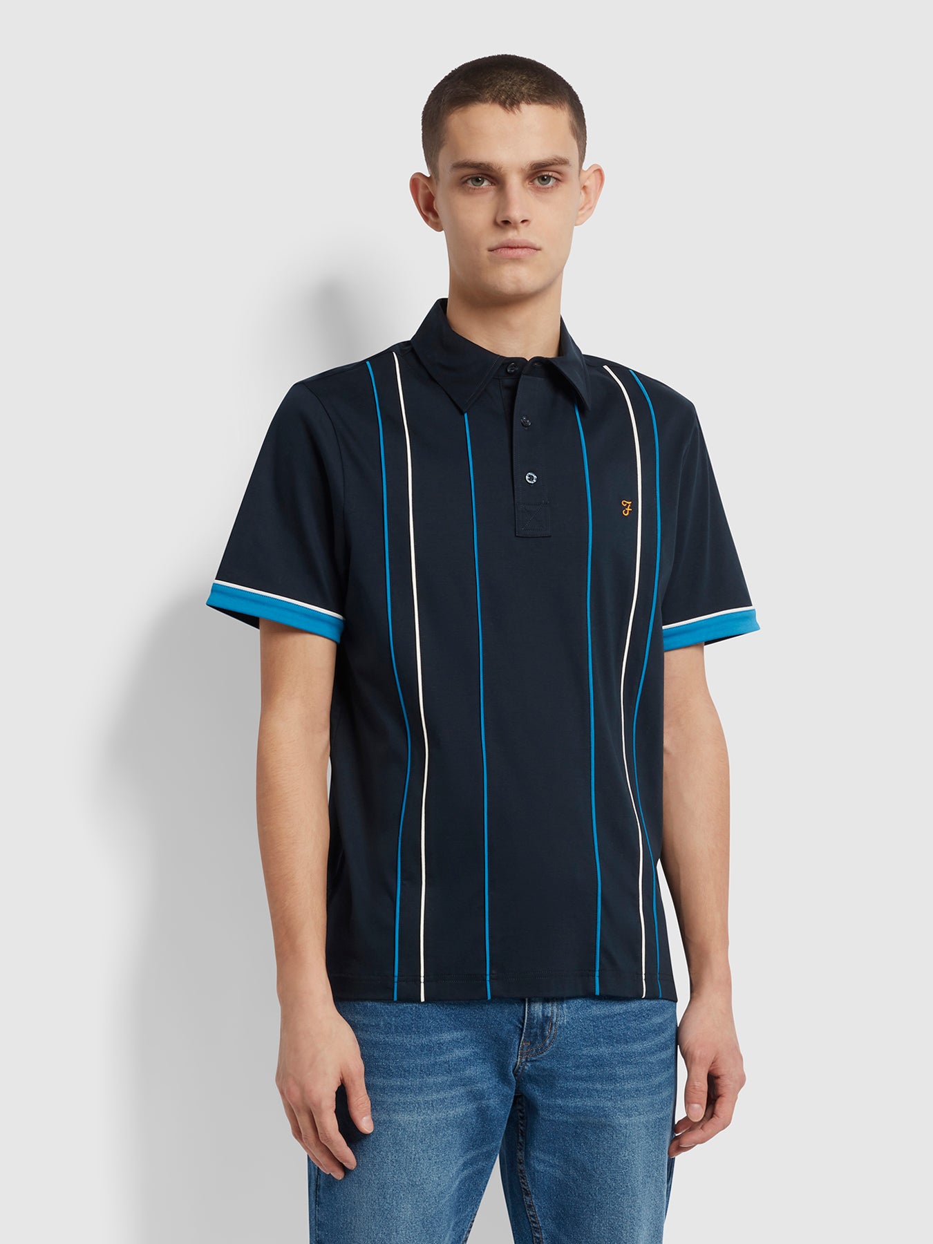 View Stoneridge Striped Polo Shirt In True Navy information