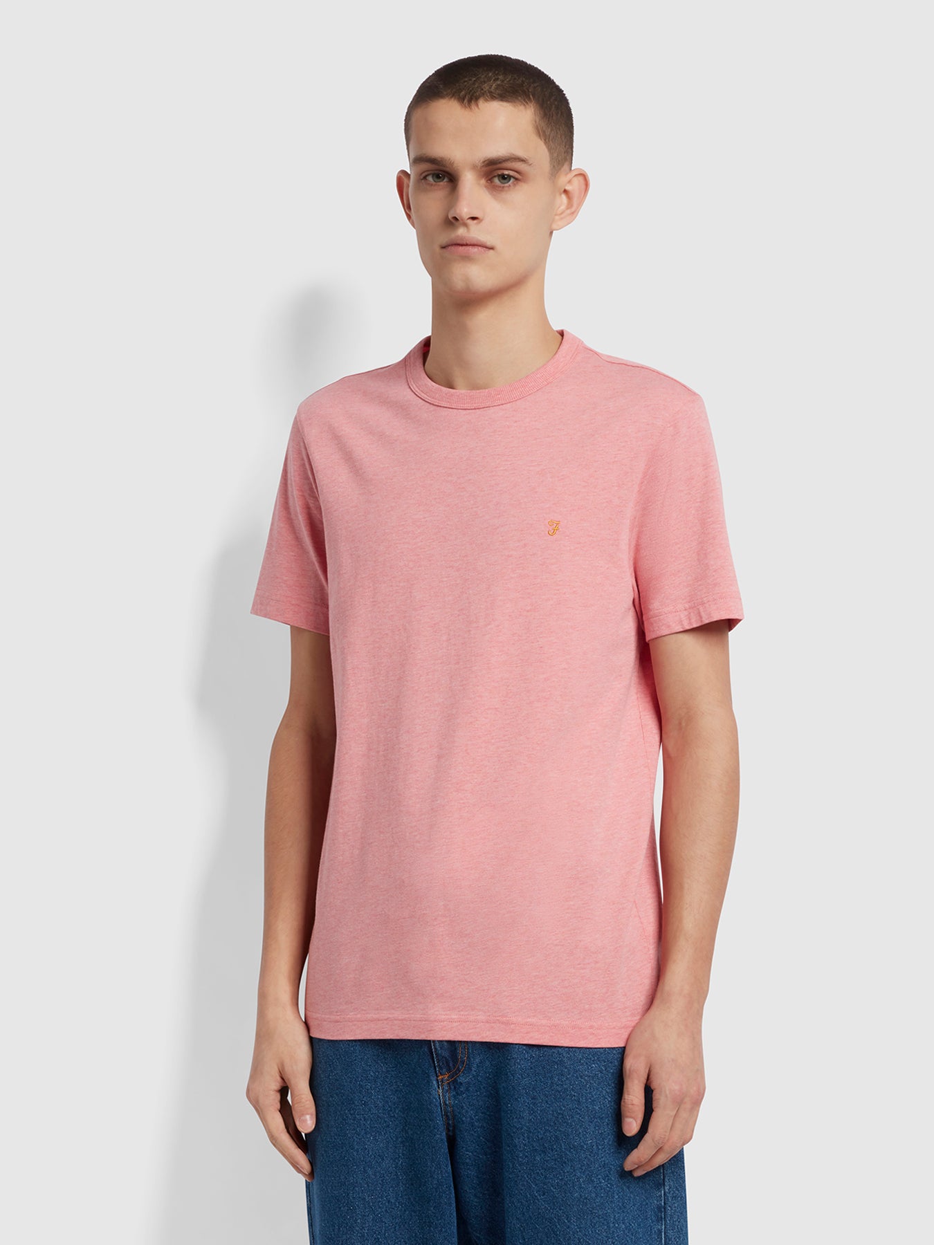 View Danny Slim Fit Organic Cotton TShirt In Palisade Pink Marl information