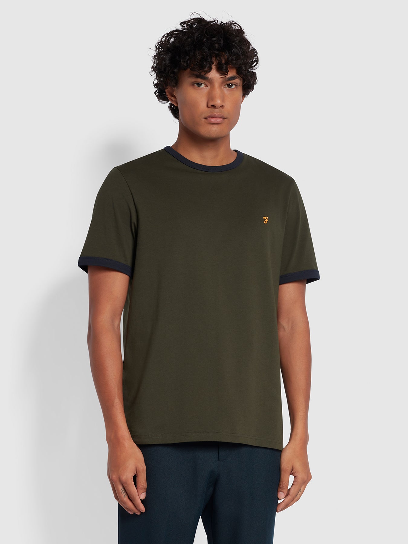 View Groves Slim Fit Organic Cotton Ringer TShirt In Evergreen information