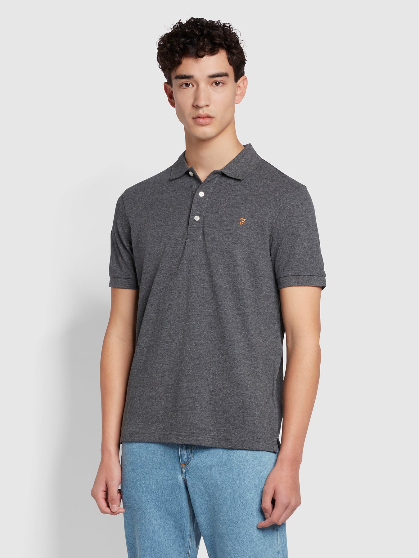 View Blanes Slim Fit Organic Cotton Polo Top In Farah Grey Marl information