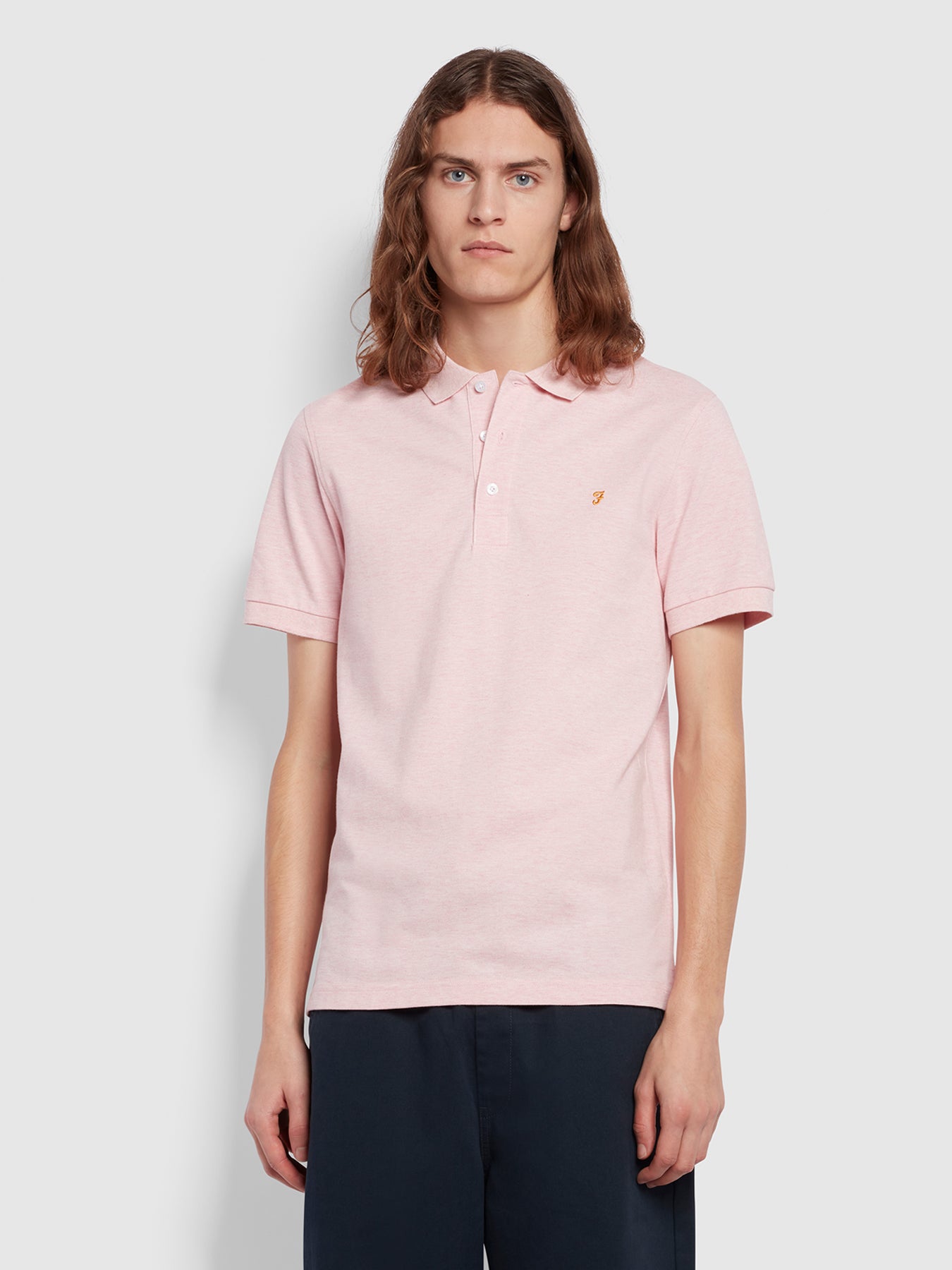 View Blanes Slim Fit Short Sleeve Polo Shirt In Mid Pink Marl information
