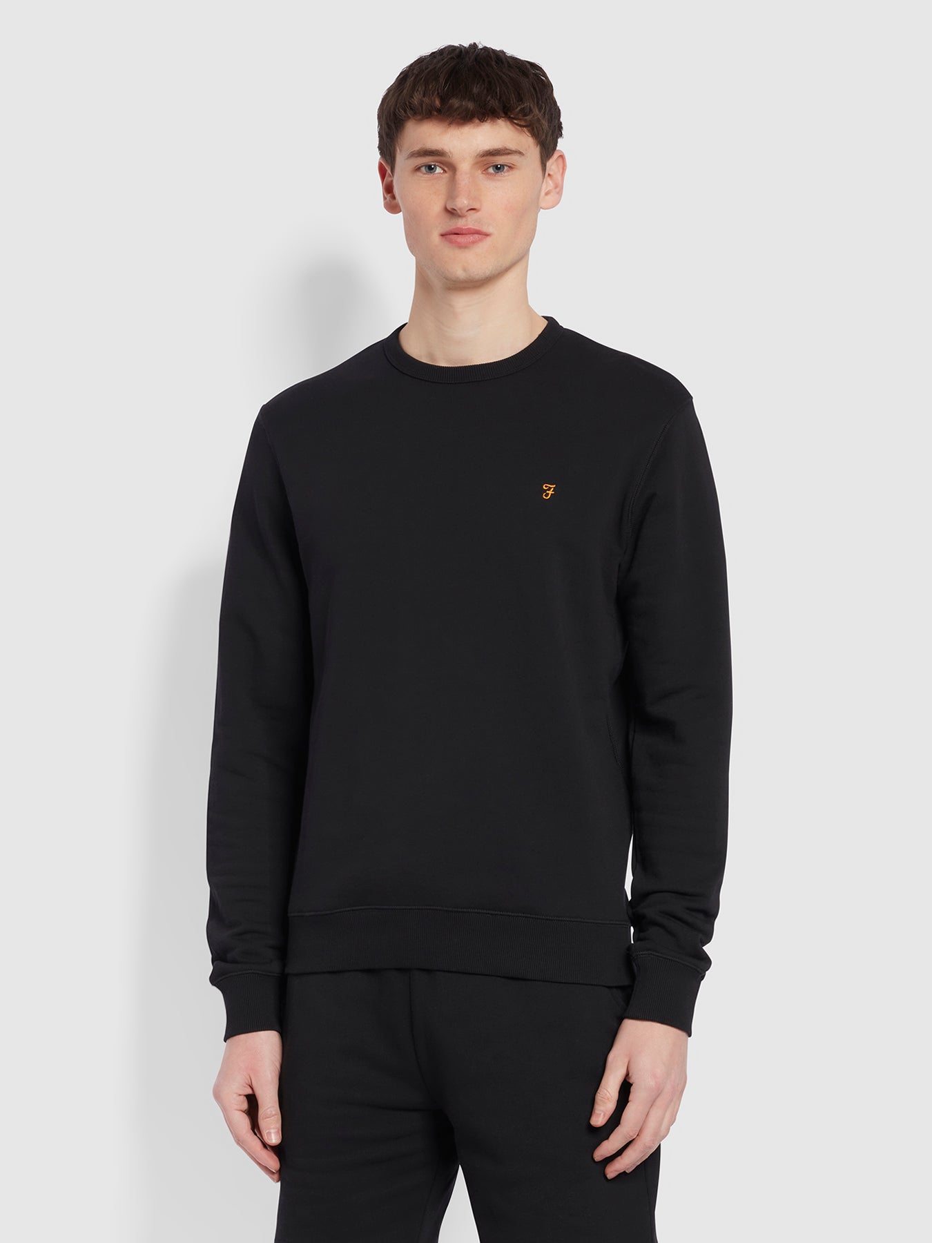 View Tim Tall Fit Organic Cotton Crew Neck Sweatshirt In Black information