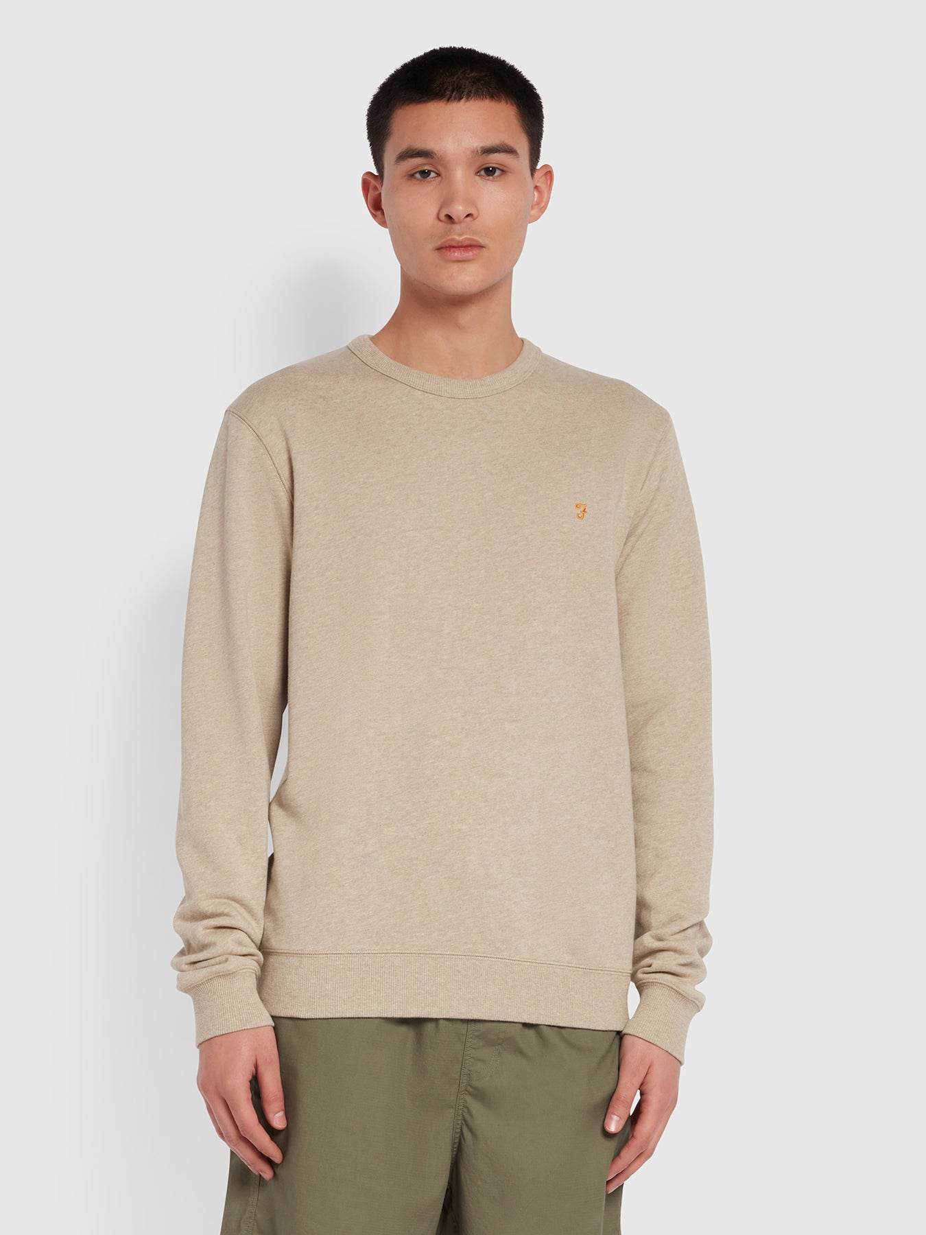 View Farah Tim Organic Cotton Crew Neck Sweatshirt Grey Mens information