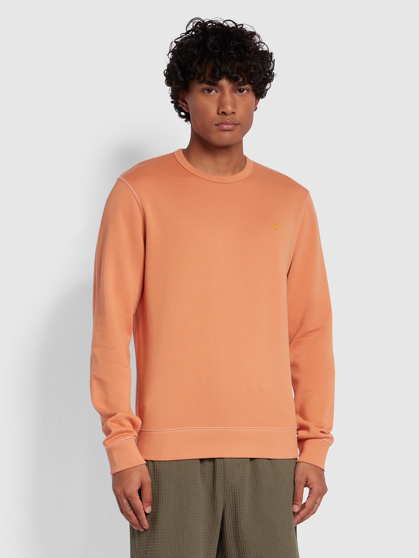 View Tim Slim Fit Crew Neck Sweatshirt In Mandarin information