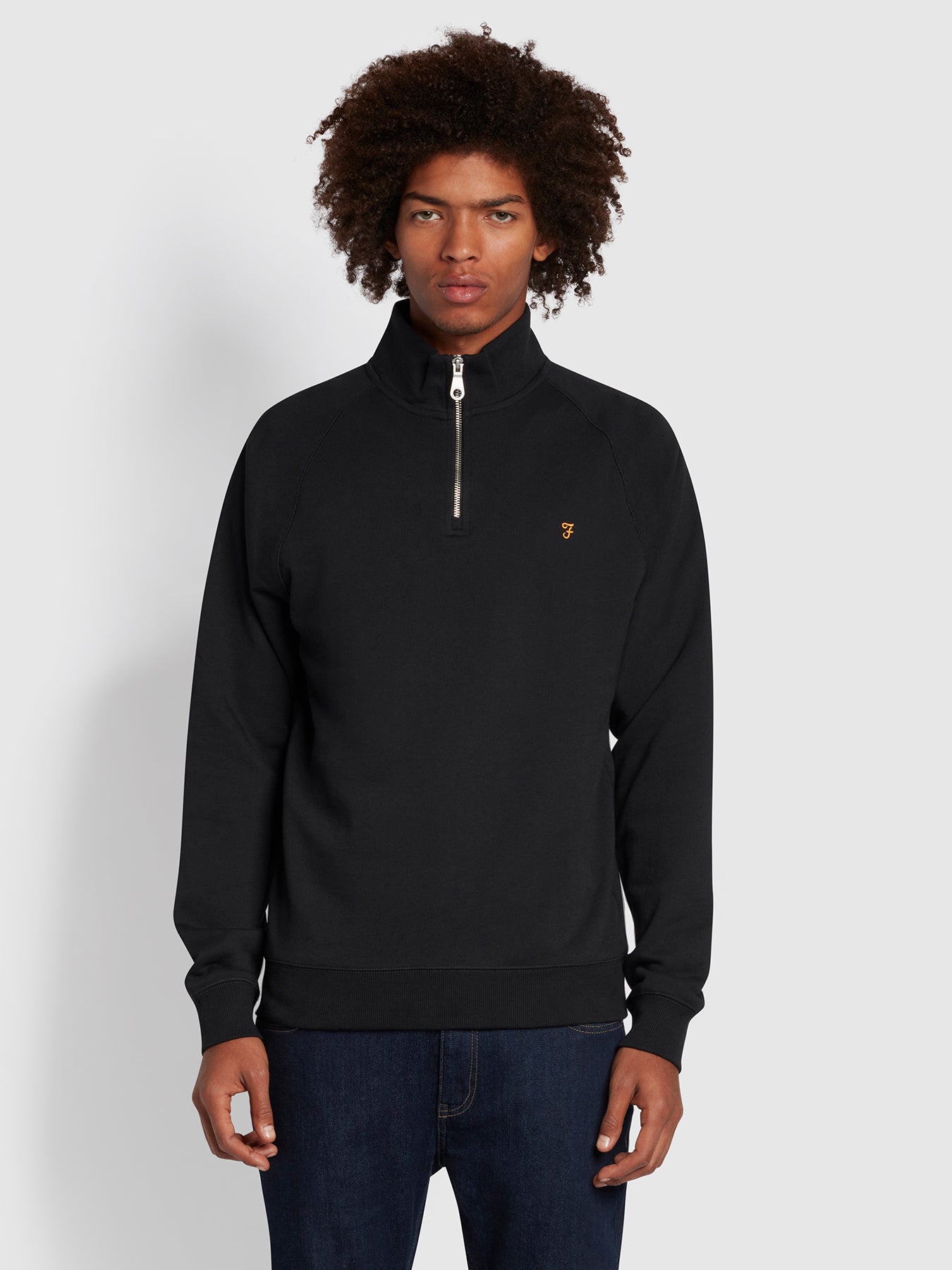 View Jim Organic Cotton Quarter Zip Sweatshirt In Black information