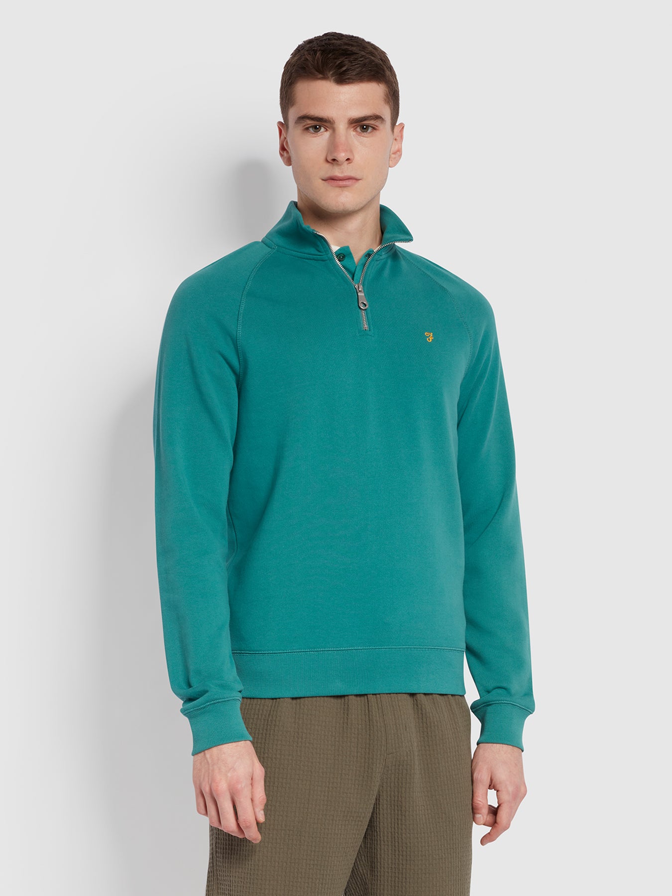 View Jim Slim Fit Quarter Zip Sweatshirt In Mallard Green information