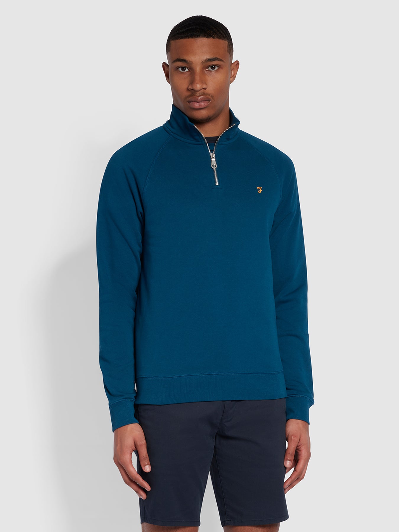 View Jim Slim Fit Quarter Zip Sweatshirt In Sailor Blue information