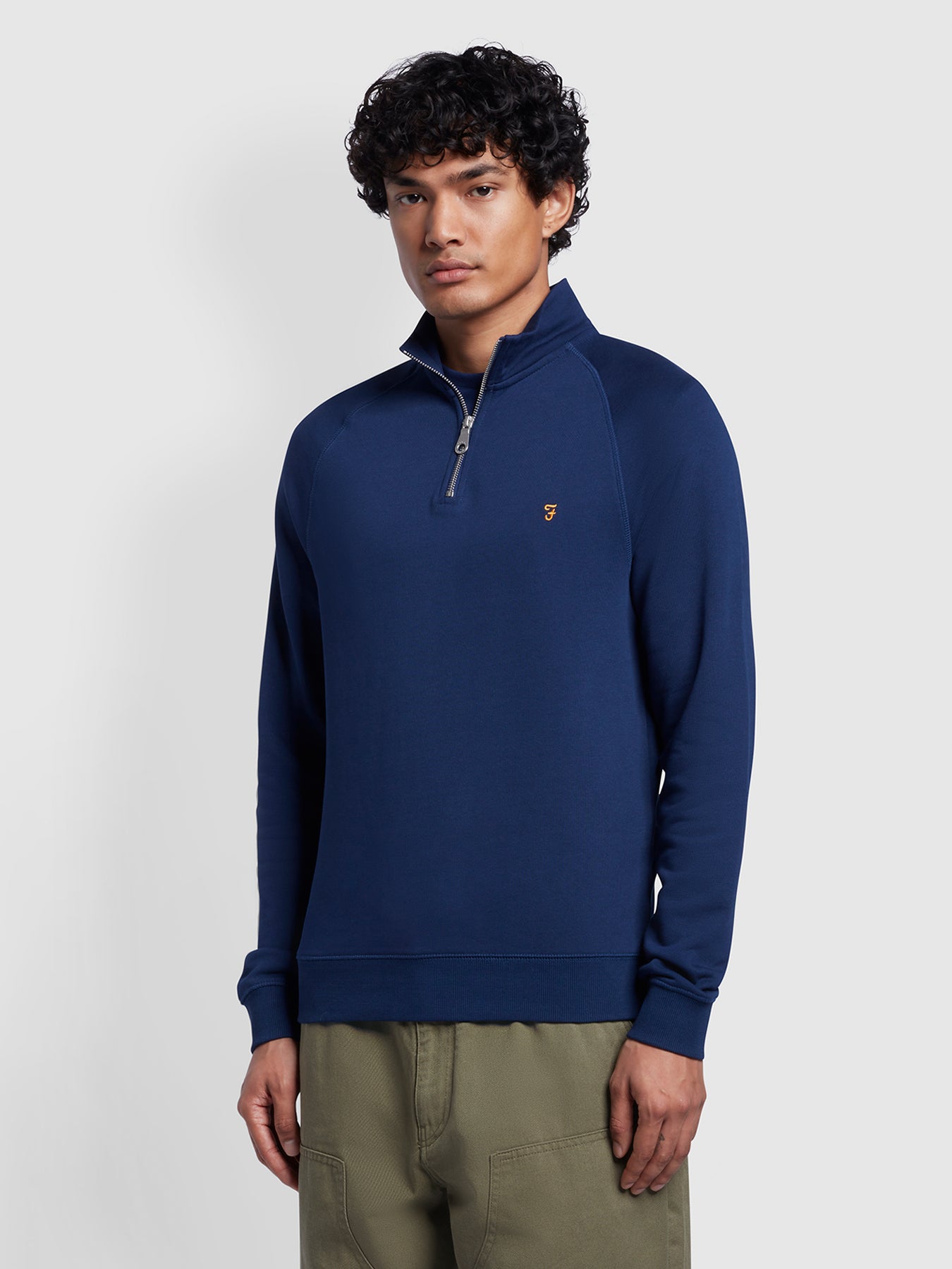 View Jim Slim Fit Quarter Zip Sweatshirt In Rich Indigo information