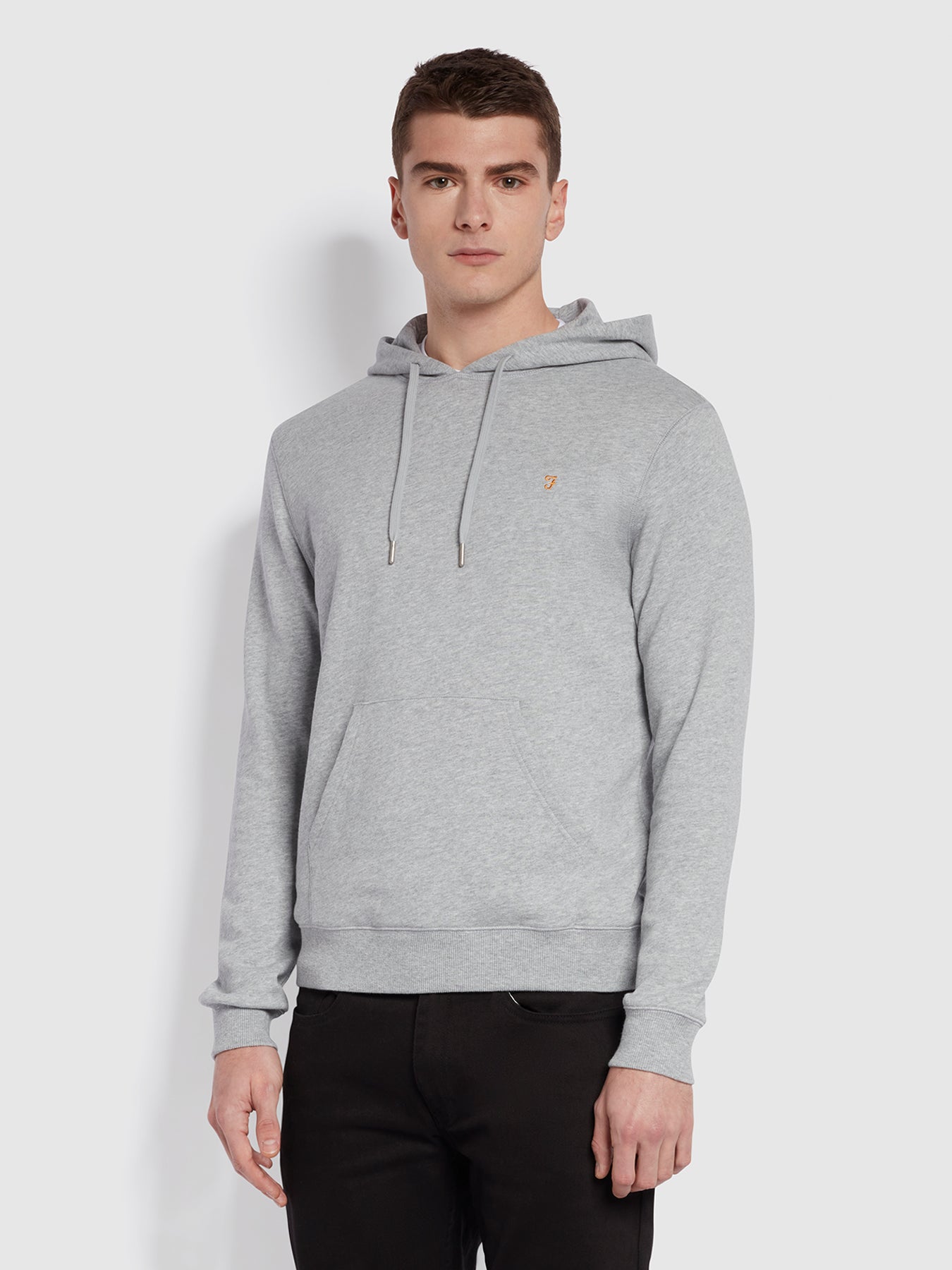 View Zain Slim Fit Organic Cotton Hoodie In Light Grey Marl information