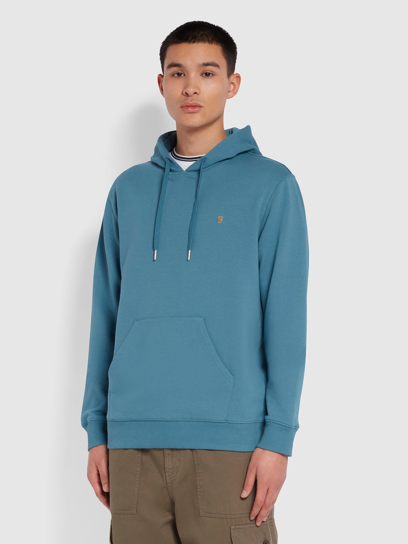 View Zain Slim Fit Organic Cotton Hoodie In Saxe information