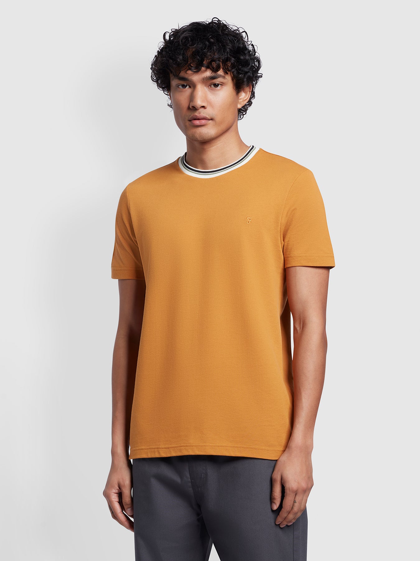 View Meadows Slim Fit Short Sleeve Tipped TShirt In Gold information