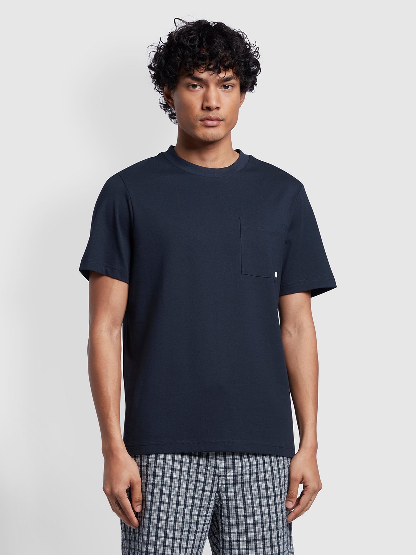 View Farah Stacy Regular Fit Pocket Short Sleeve TShirt In True Navy Blue Mens information