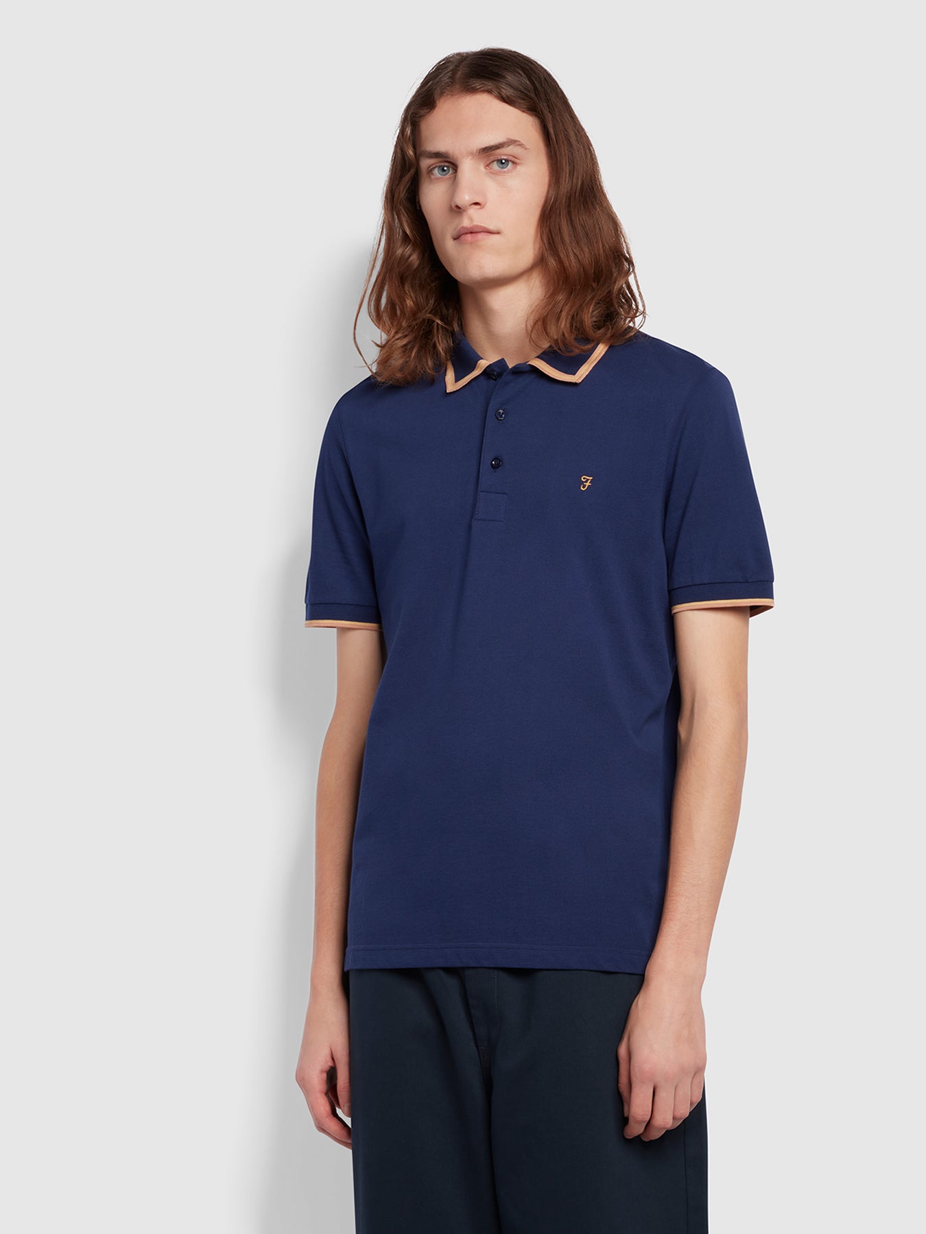 View Aikan Regular Fit Tipped Polo Shirt In Rich Indigo information