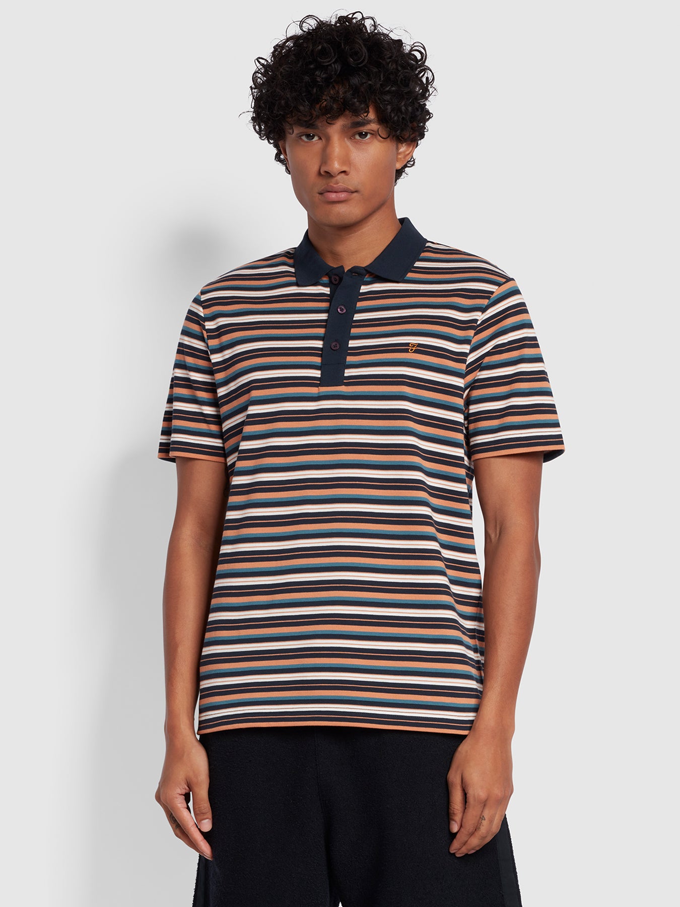 View Jolla Regular Fit Stripe Short Sleeve Polo Shirt In Mandarin information