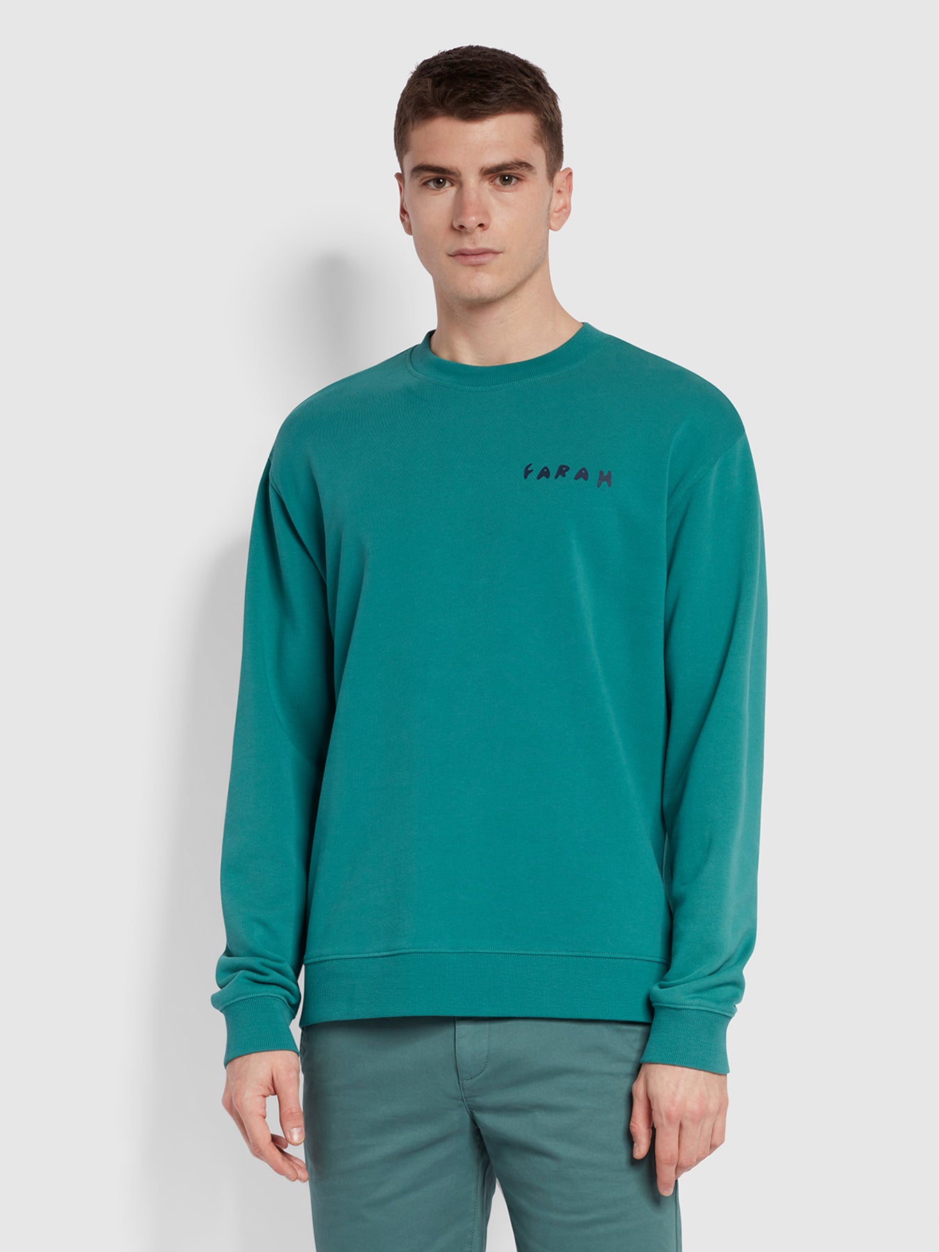 View Sur Relaxed Fit Graphic Print Crew Sweatshirt In Mallard Green information