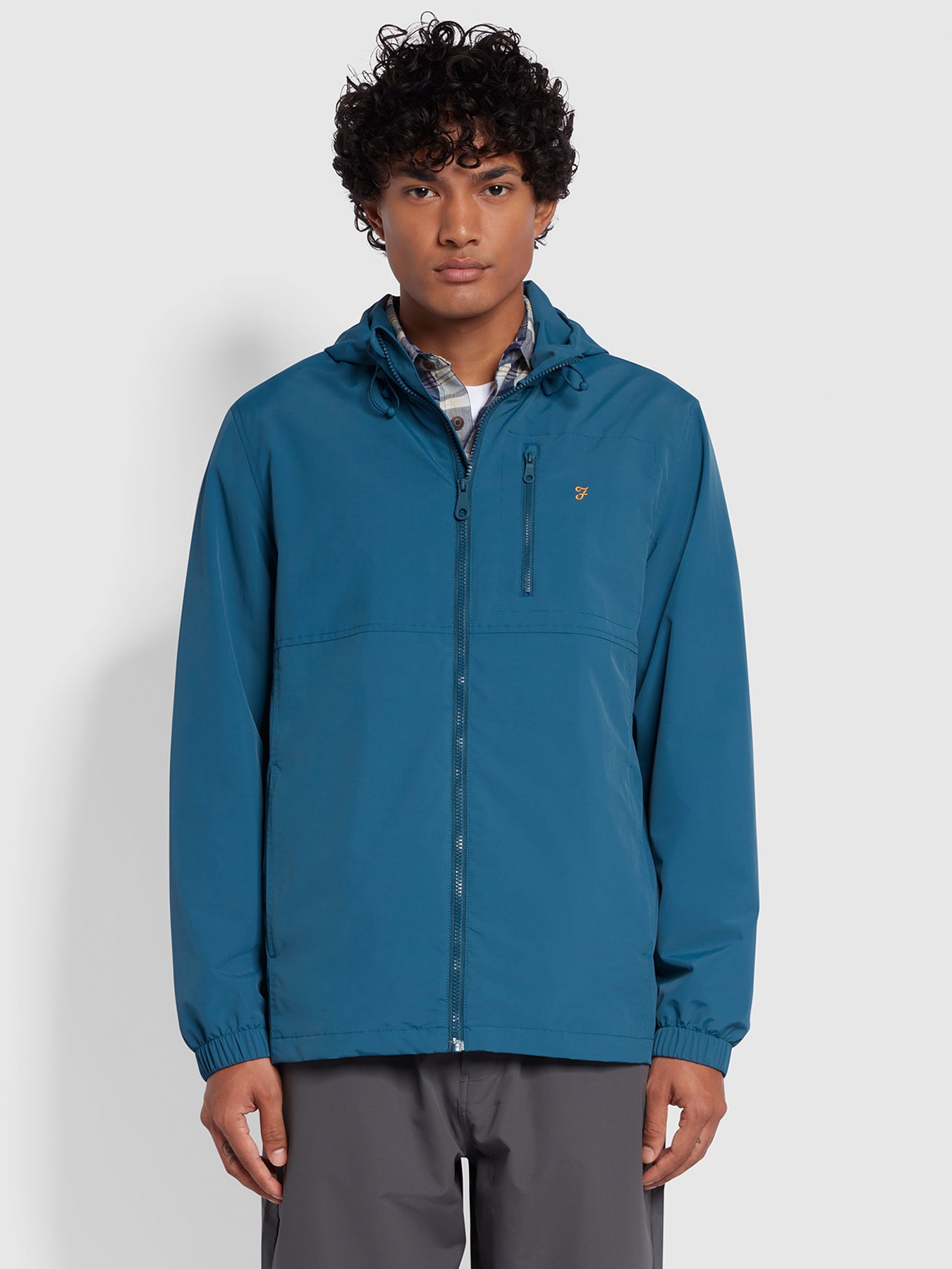 View Farah Westchester Regular Fit Hooded Jacket Blue Mens information