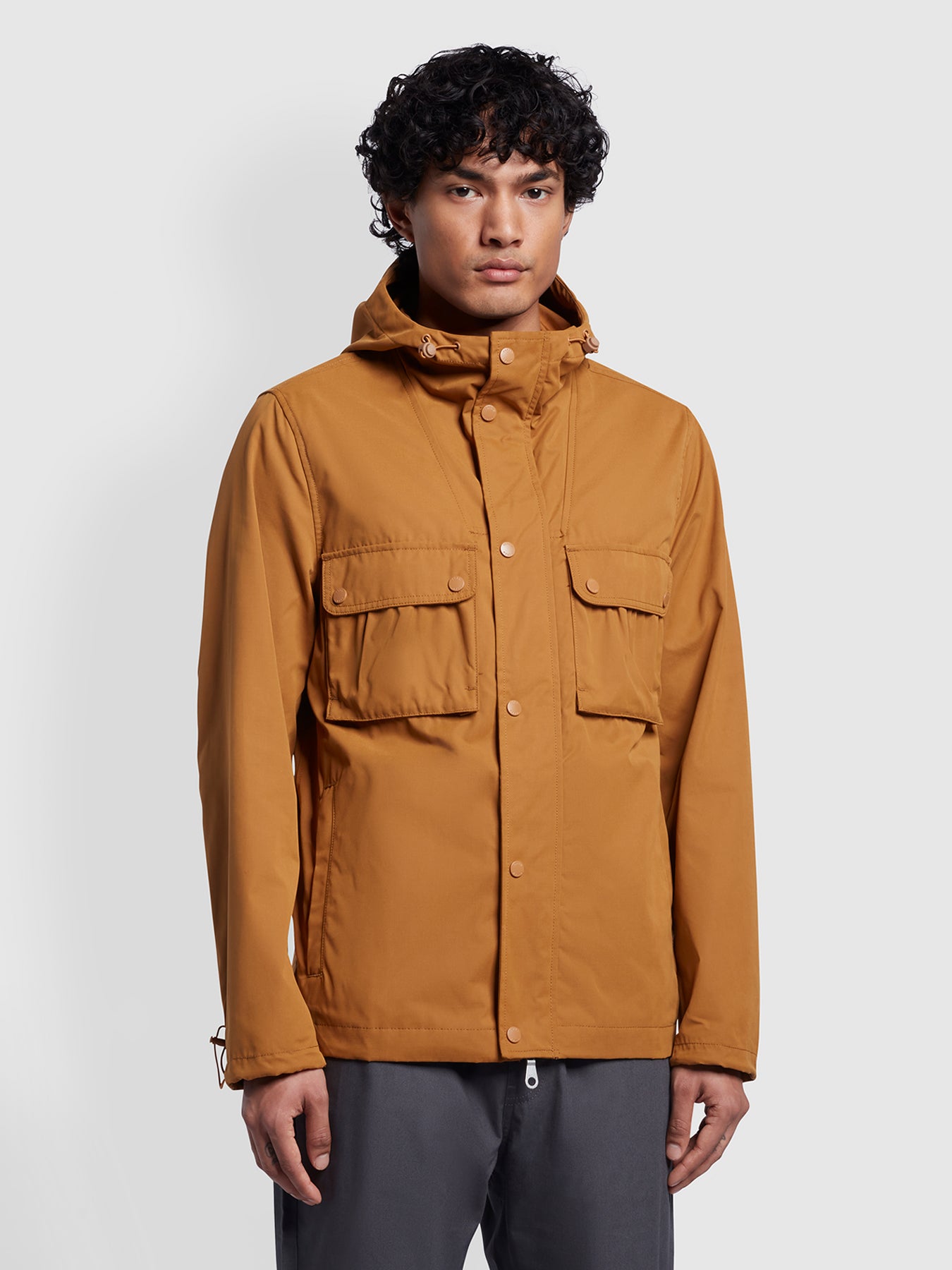 View Jay Regular Fit Hooded Parka Jacket In Rich Tobacco information