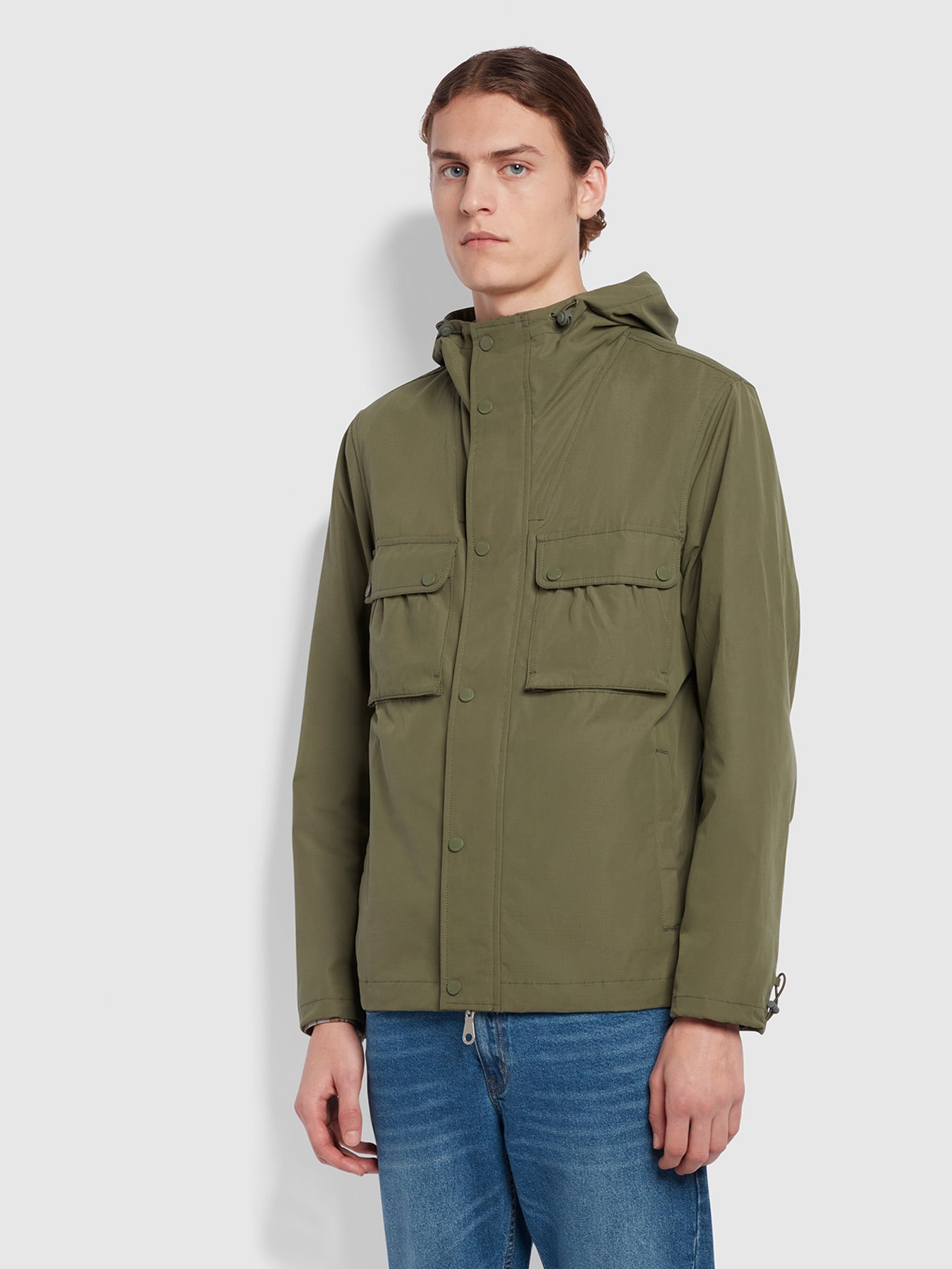 View Jay Regular Fit Hooded Parka Jacket In Vintage Green information