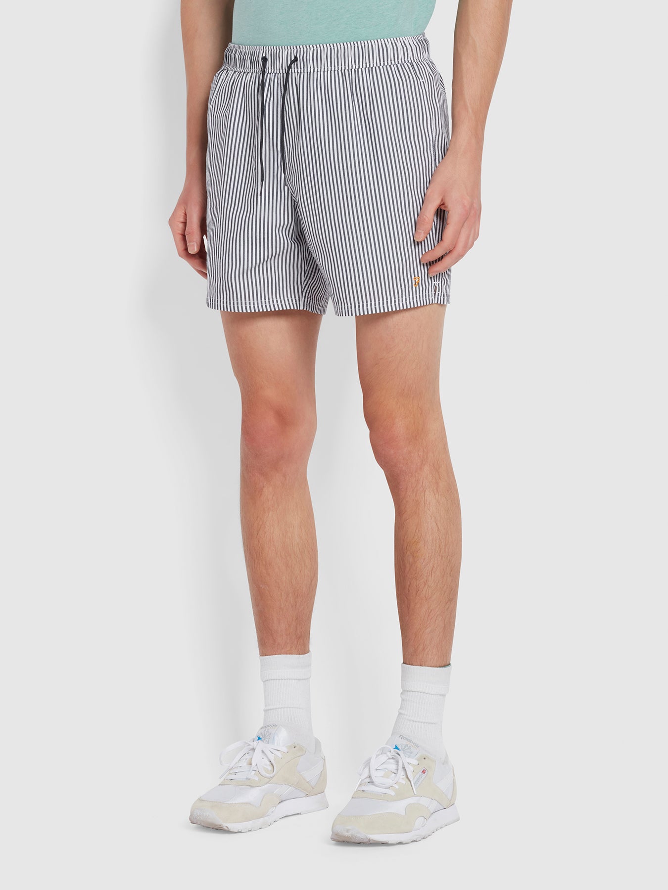 View Colbert Seersucker Fine Stripe Swim Shorts In True Navy information