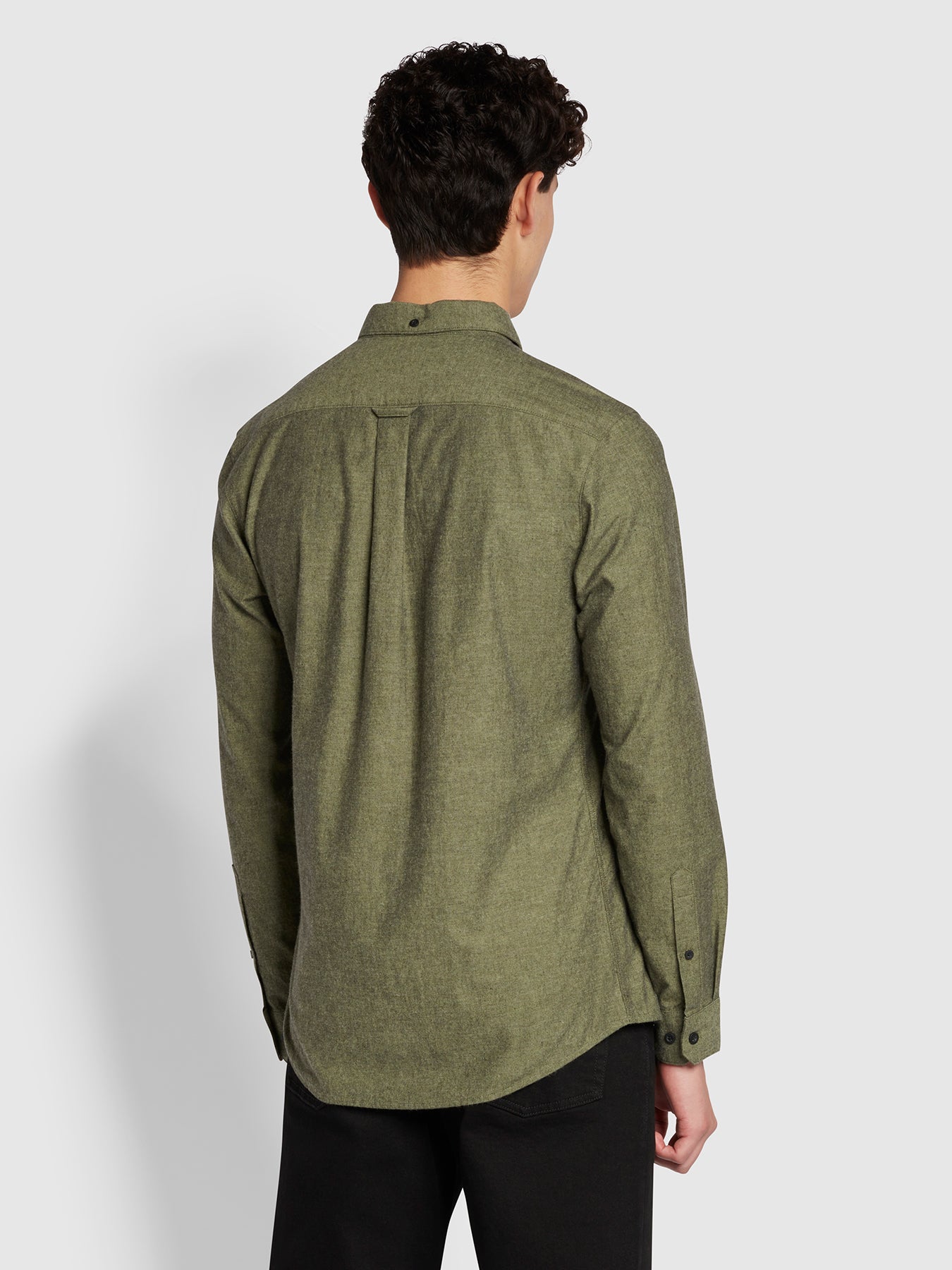 Steen Slim Fit Brushed Organic Cotton Shirt In Sage Green