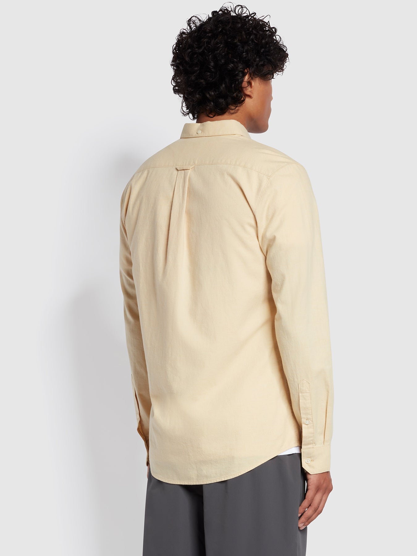 Steen Slim Fit Long Sleeve Brushed Shirt In Peach