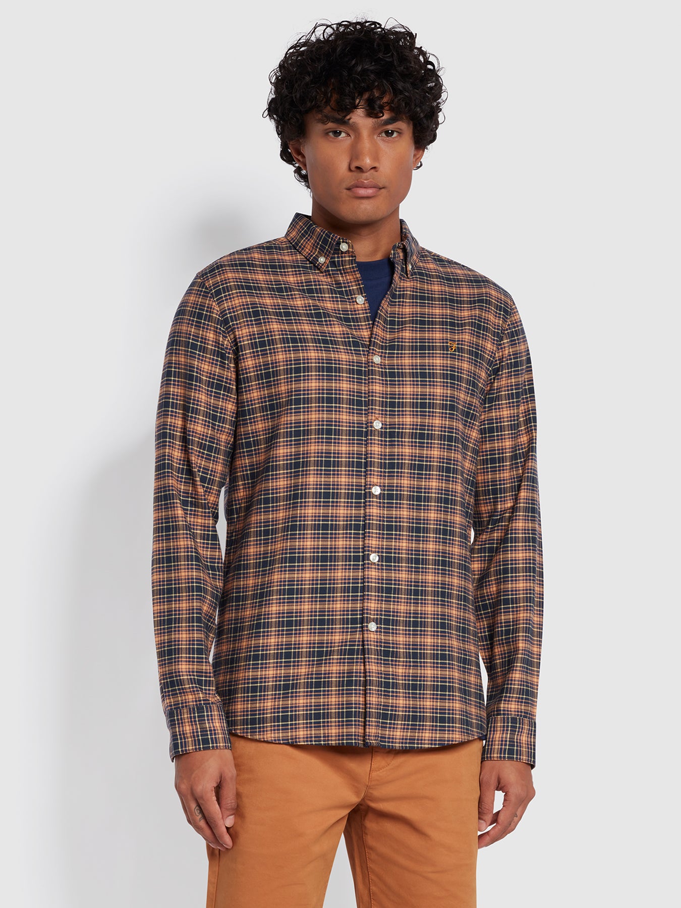 View Fraser Slim Fit Long Sleeve Check Shirt In Mandarin information