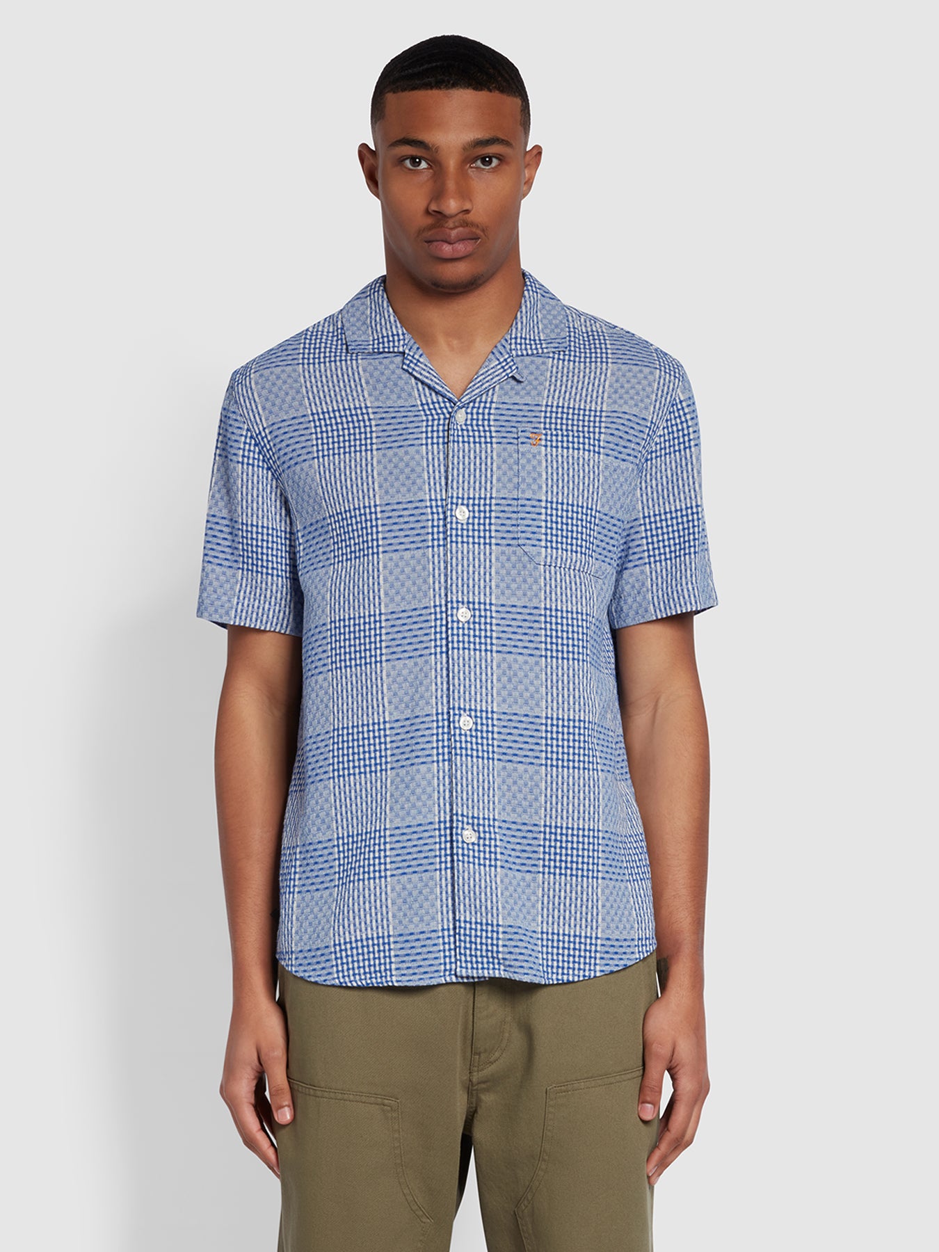 View Exodus Relaxed Fit Revere Check Shirt In Sailor Blue information