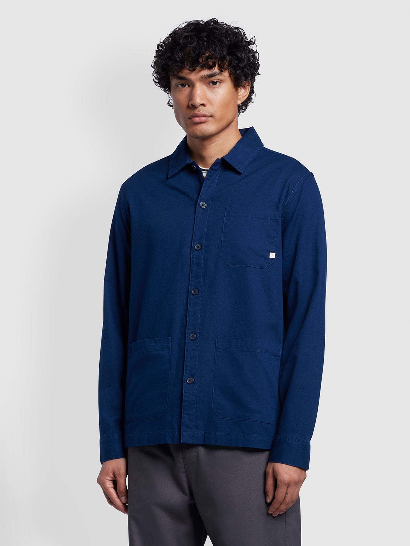 View Leckie Relaxed Fit Long Sleeve Overshirt In Rich Indigo information