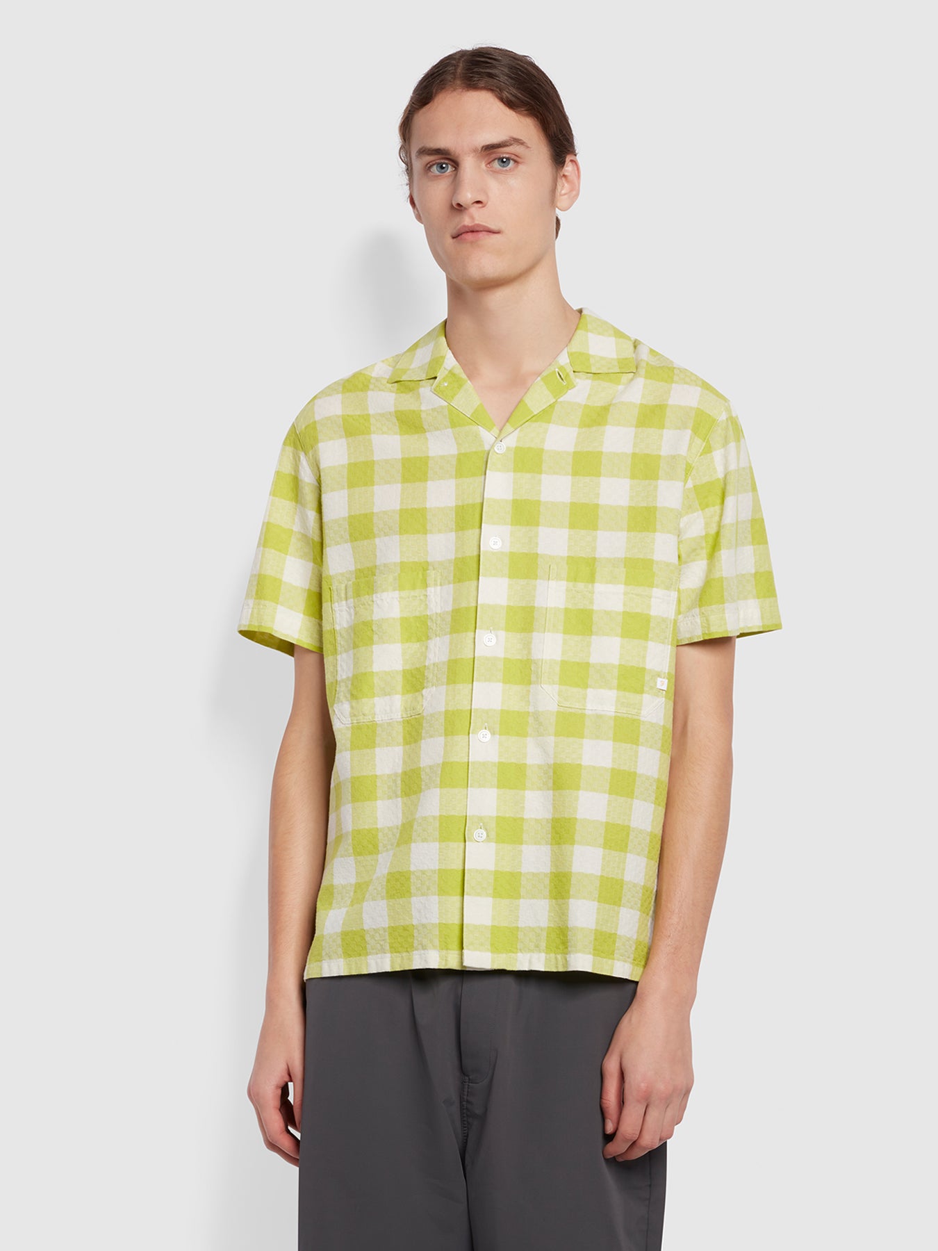 View Huntington Relaxed Fit Short Sleeve Check Shirt In Chartreuse information