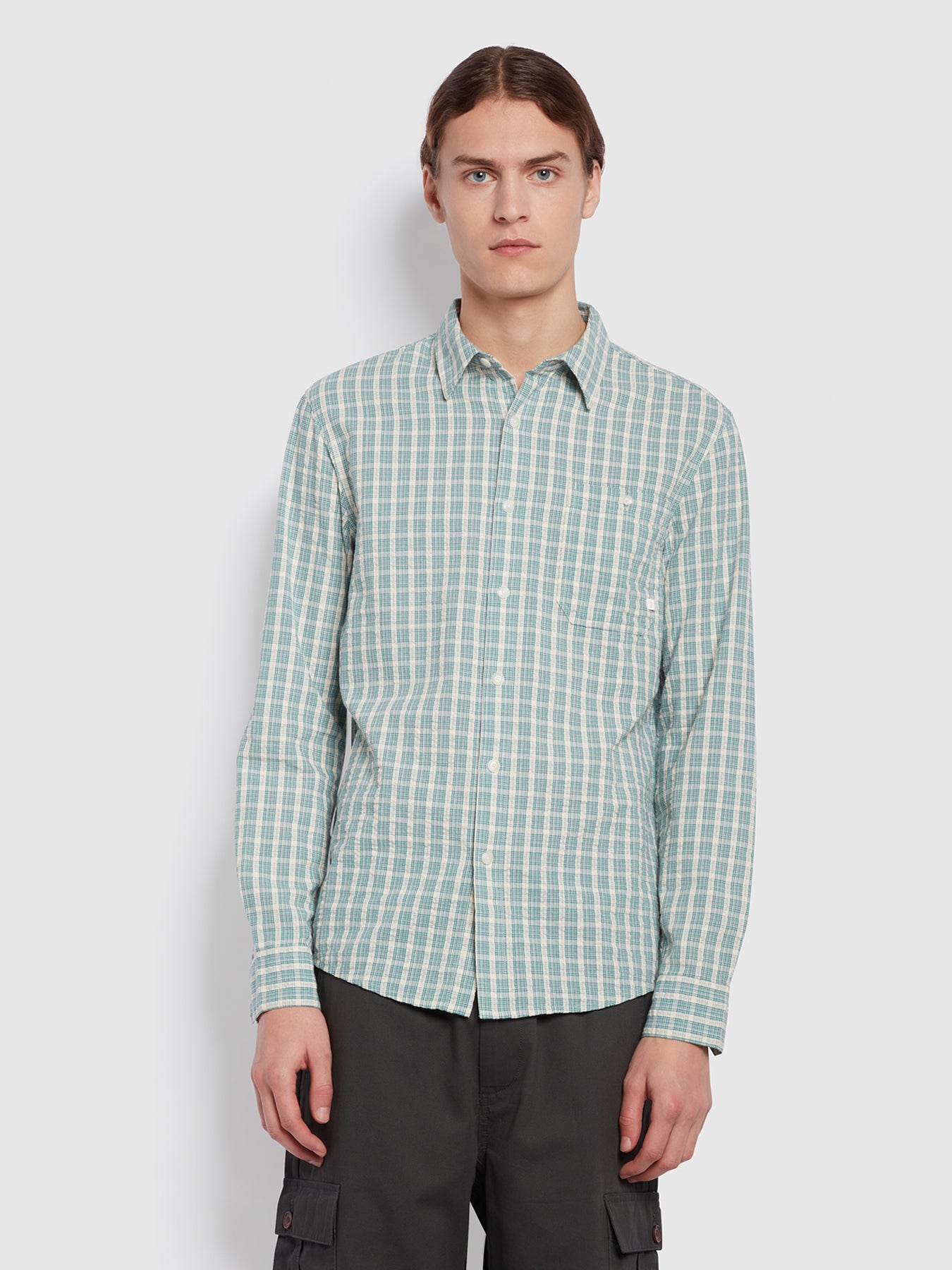 View Larsen Casual Fit Long Sleeve Check Shirt In Mallard Green information