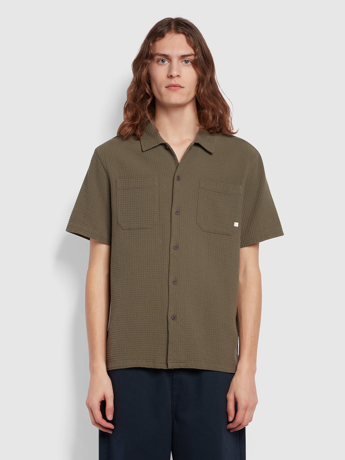 View Fitzgerald Relaxed Fit Short Sleeve Texture Shirt In Vintage Green information