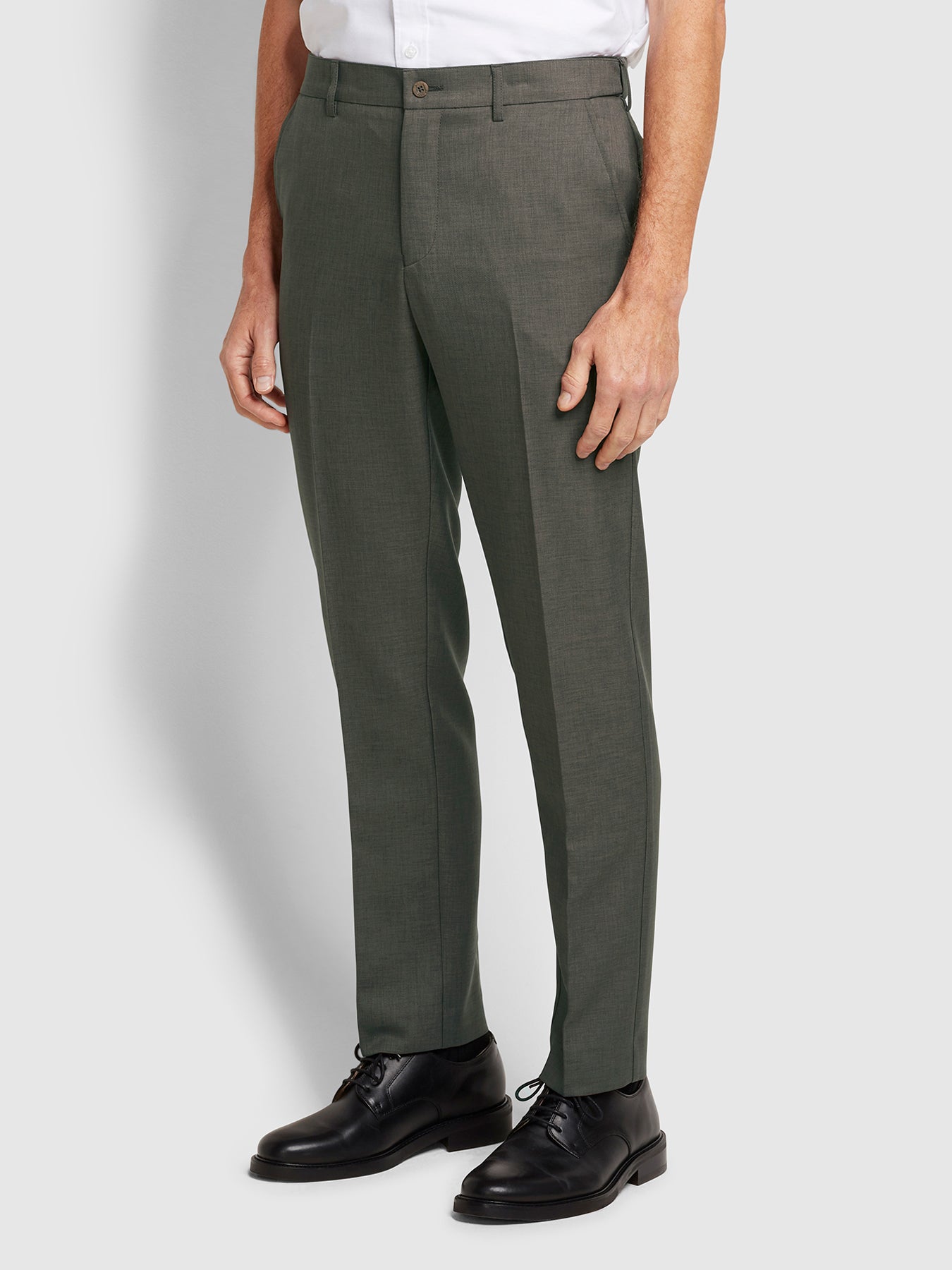 View Farah Roachman Flexi Waist Trousers In Taupe Marl Beige Mens information