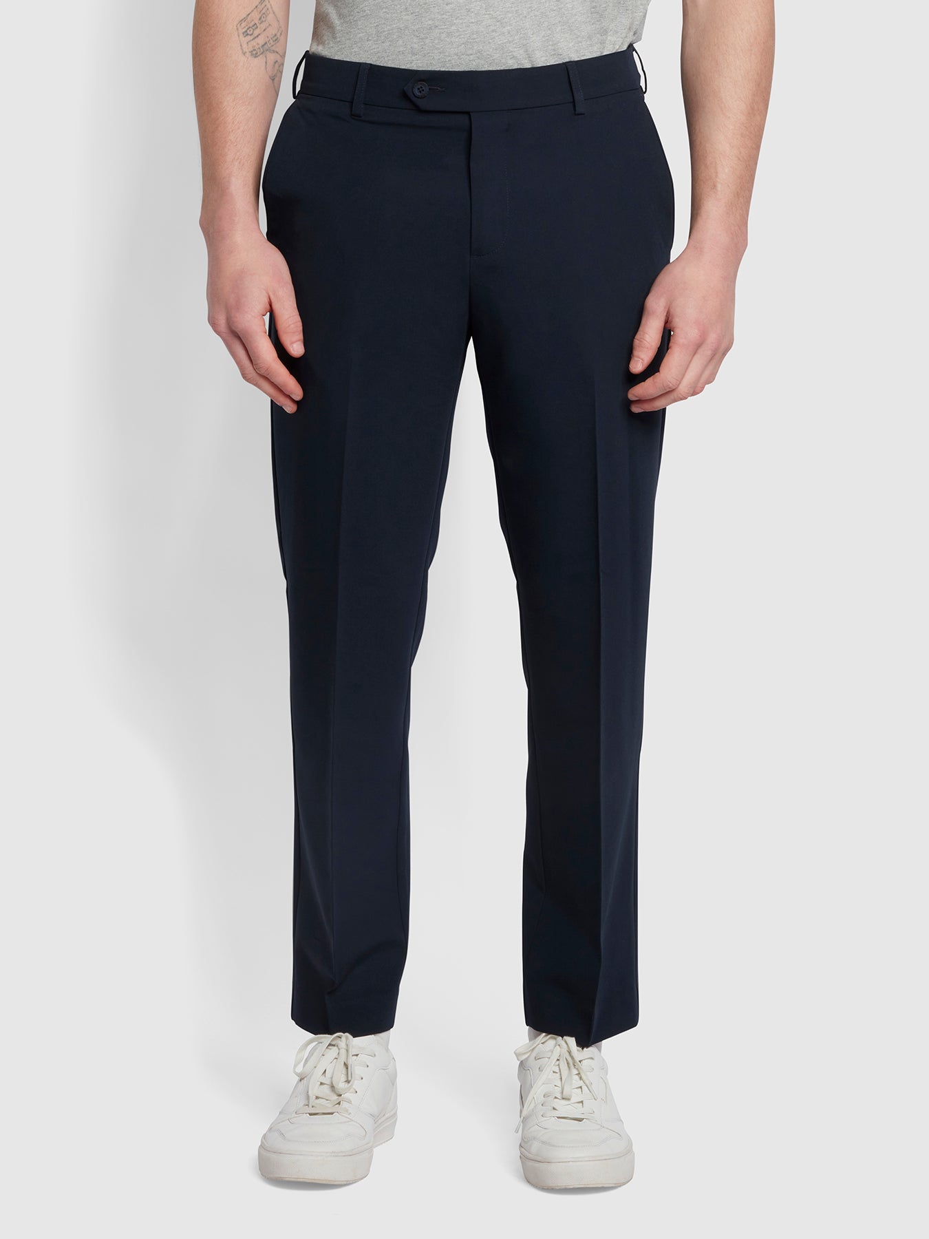 View Farah Roachman 4 Way Stretch Trousers In Navy Blue Mens information