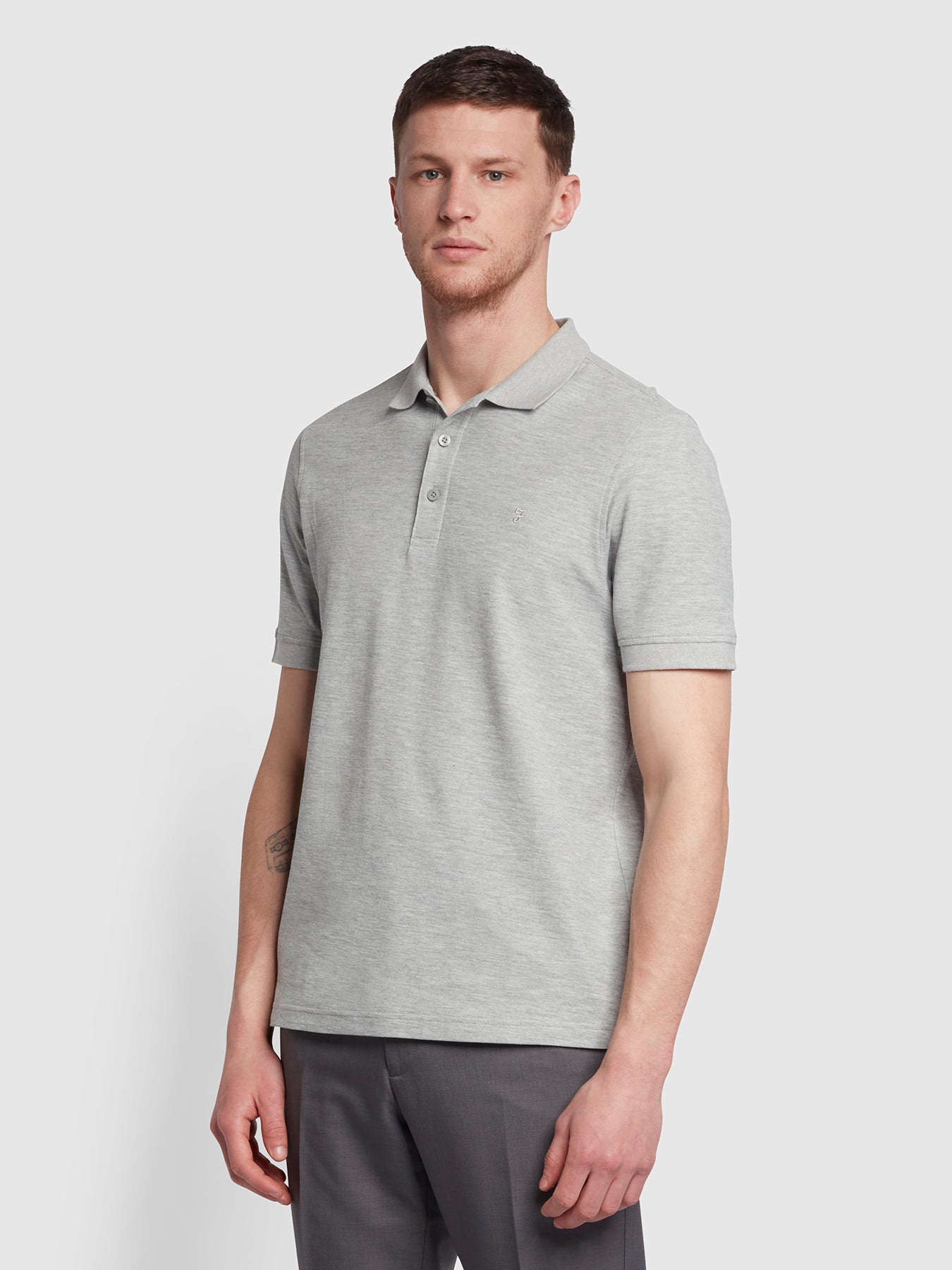 View Farah Cove Short Sleeve Polo Shirt In Grey Marl Grey Mens information