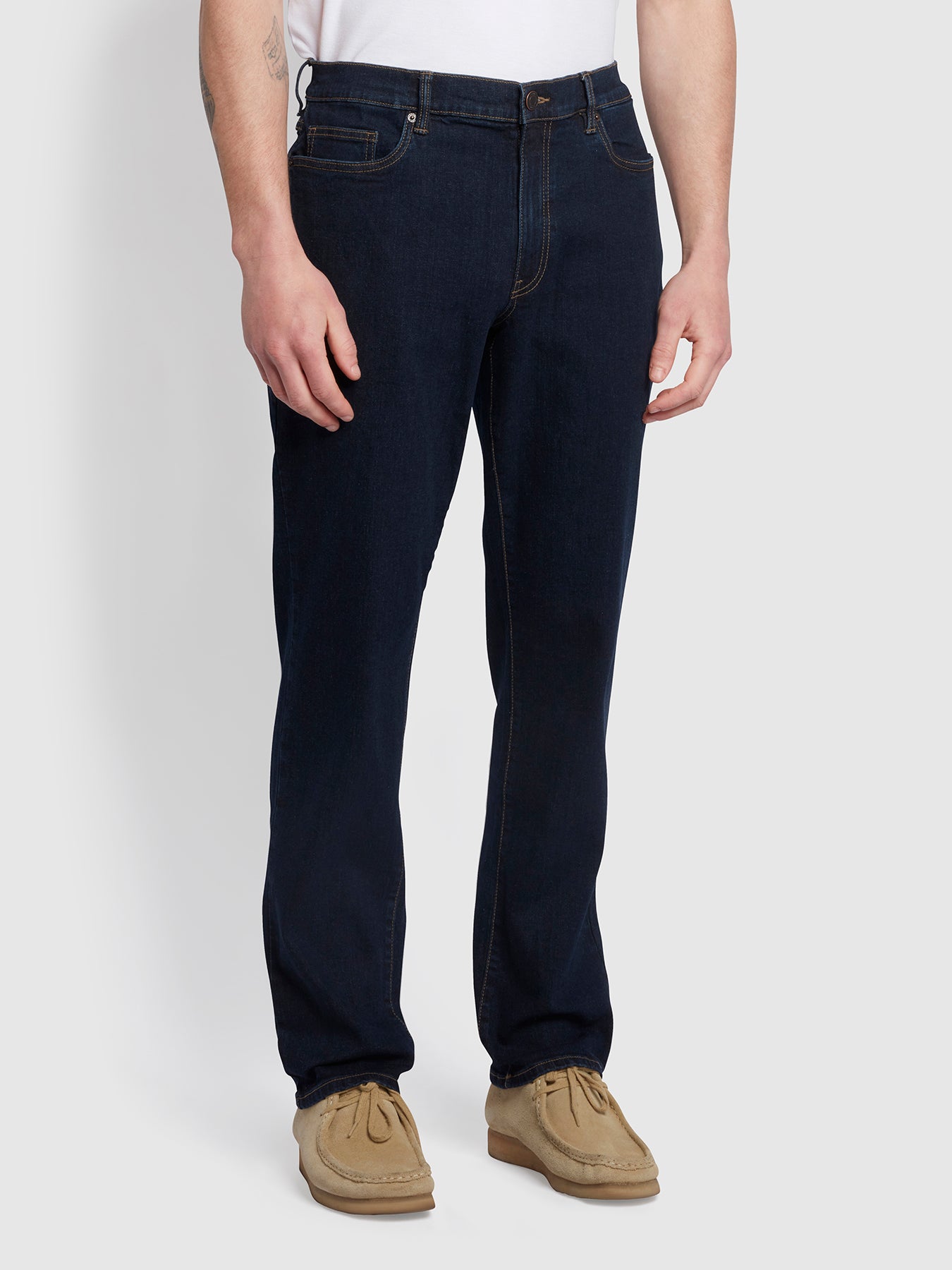 View Farah Lawson Regular Fit Stretch Jeans In Rinse Denim Blue Mens information