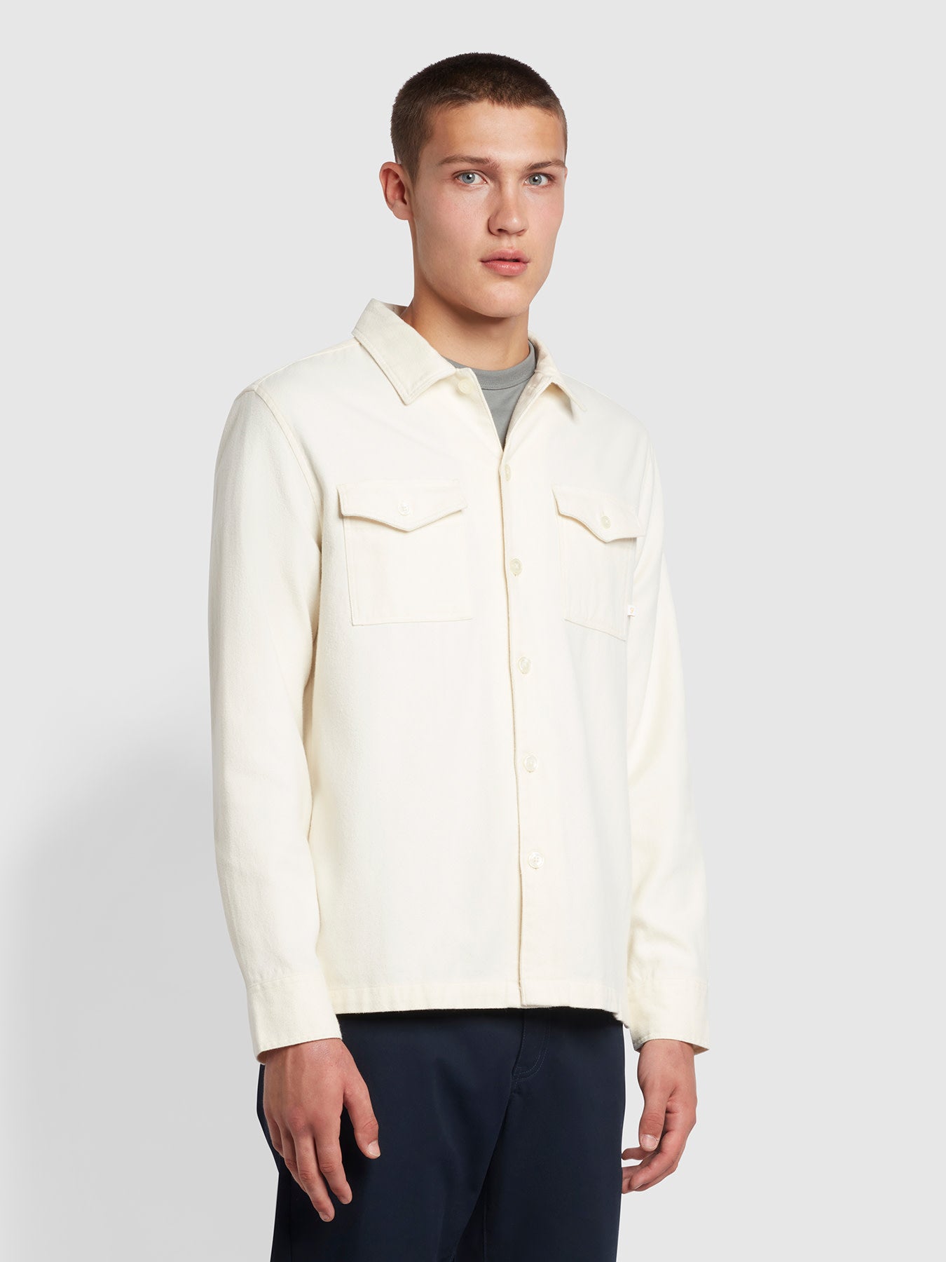 View Rocks Brushed Oxford Organic Cotton Overshirt In Cream information