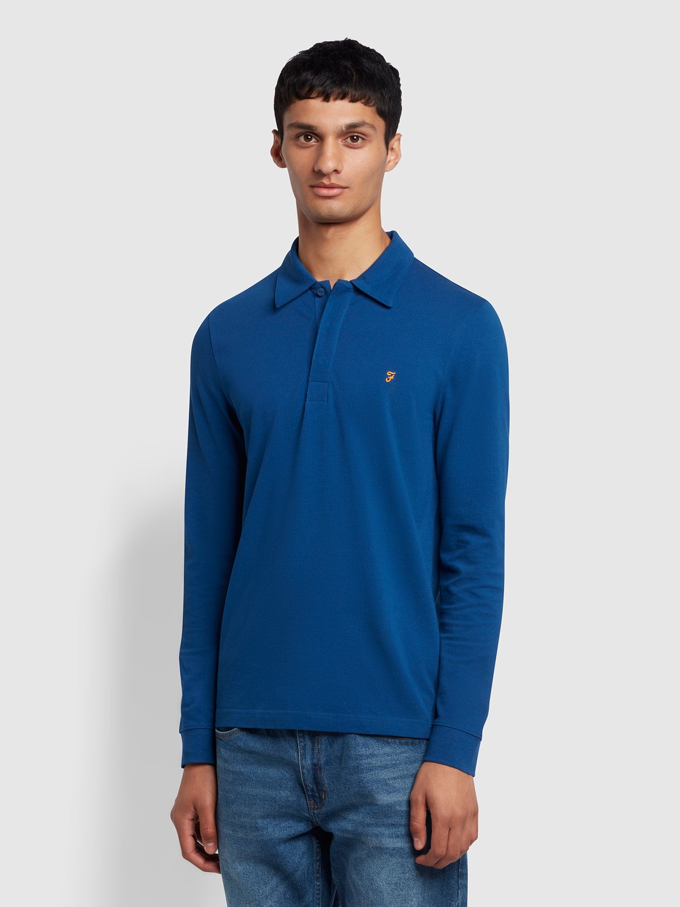 View Haslam Slim Fit Organic Cotton Polo Shirt In Blue Peony information