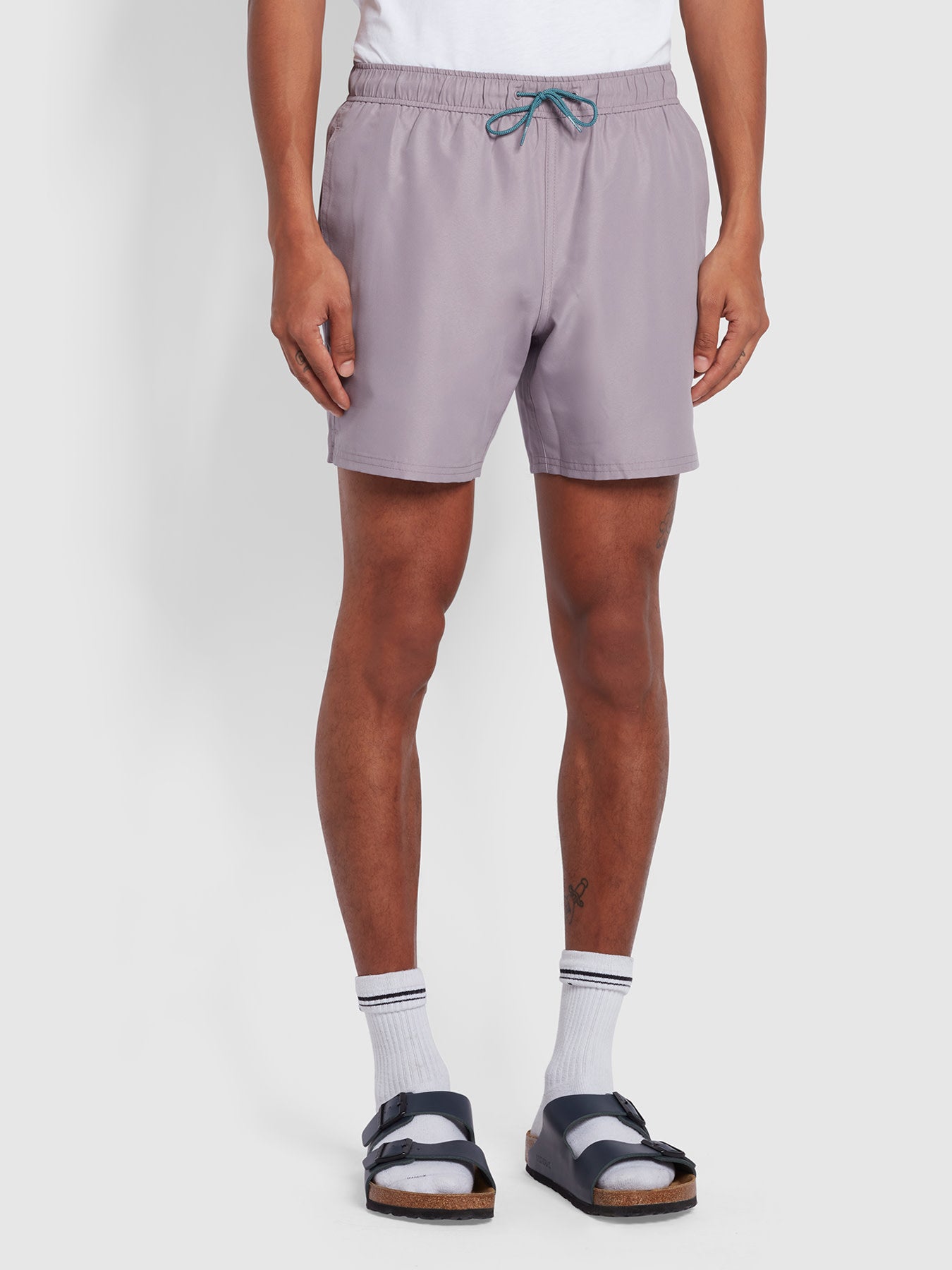 View Colbert Regular Fit Plain Swim Shorts In Dusty Purple information