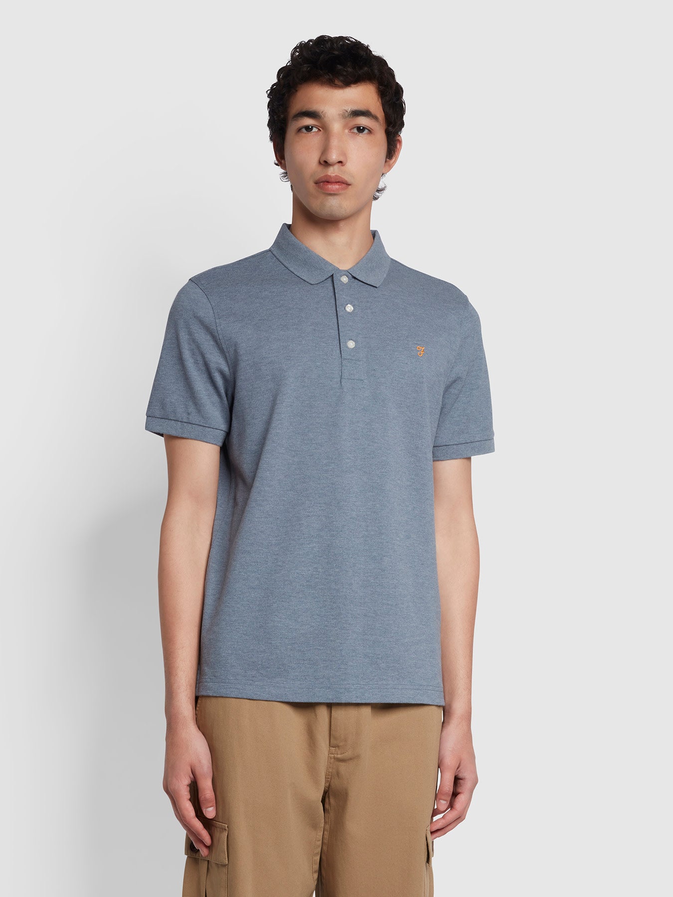 View Farah Blanes Slim Fit Organic Cotton Polo Shirt Blue Mens information