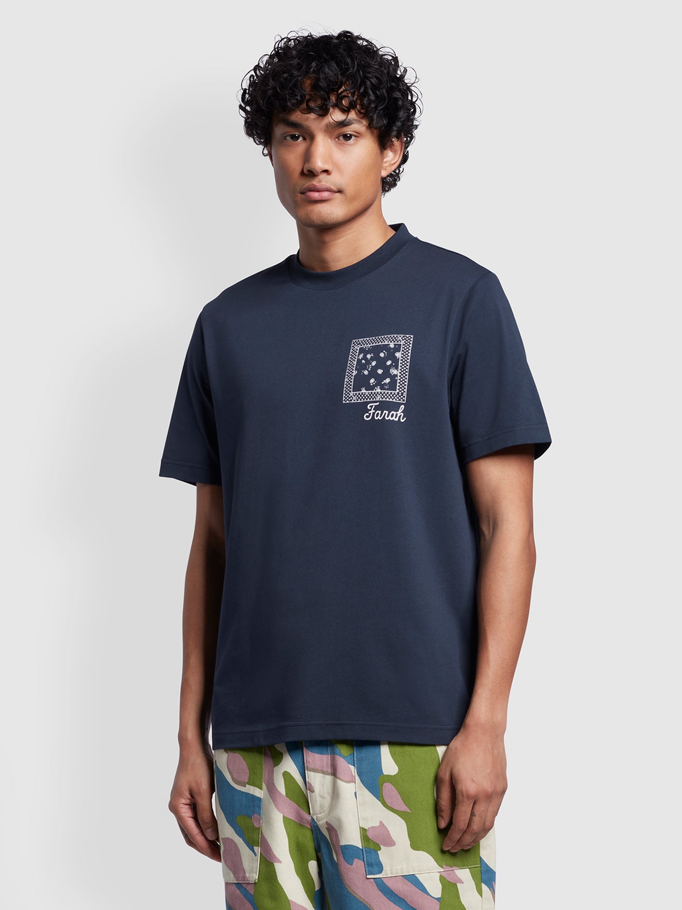 View Vinnie Regular Fit Printed TShirt In True Navy information