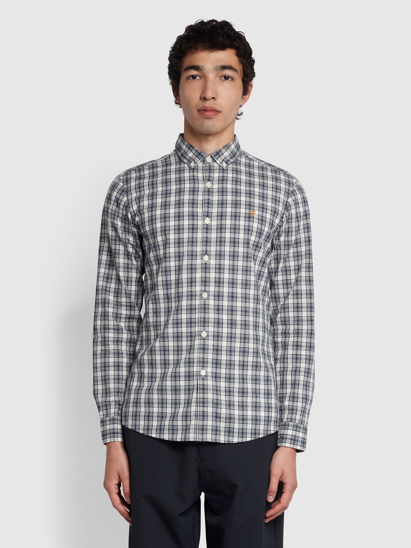 View Shannon Slim Fit Check Organic Cotton Shirt In Yale information