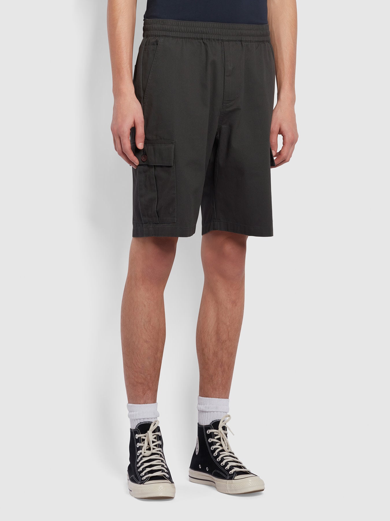 View Mayhew Regular Fit Twill Cargo Shorts In Washed Black information