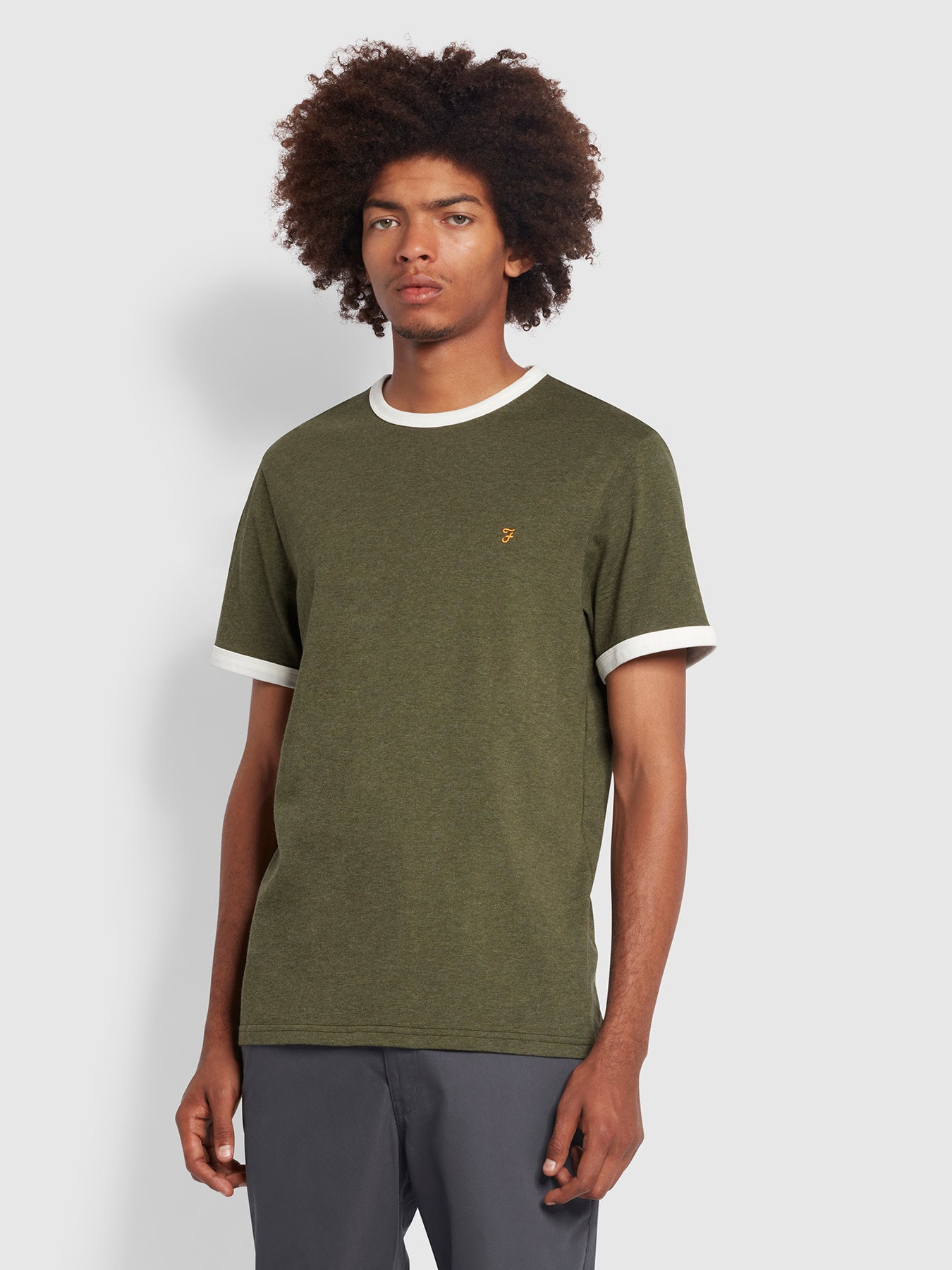 View Farah Groves Regular Fit Organic Cotton Ringer TShirt Green Mens information